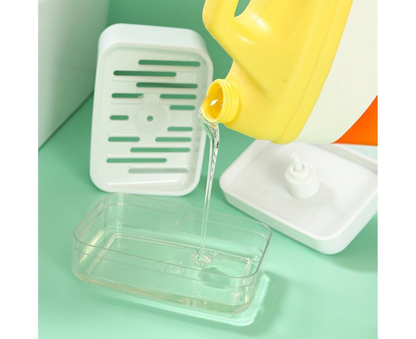 Innovative Dish Soap Dispenser Decorative HIPS 2 in 1 Liquid Detachable Soap Storage Case Holder for Home-White