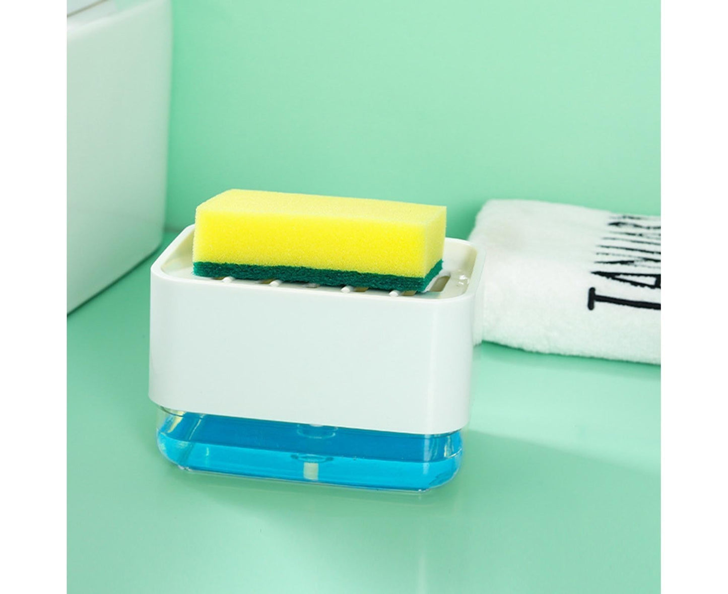 Innovative Dish Soap Dispenser Decorative HIPS 2 in 1 Liquid Detachable Soap Storage Case Holder for Home-White