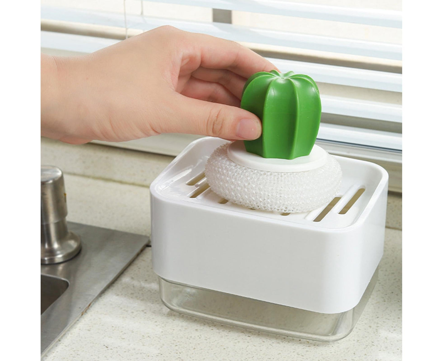 Innovative Dish Soap Dispenser Decorative HIPS 2 in 1 Liquid Detachable Soap Storage Case Holder for Home-White