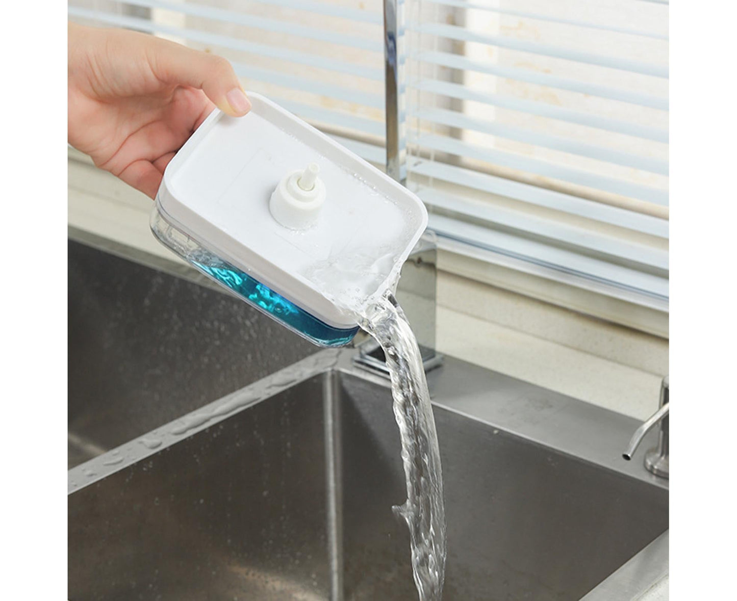 Innovative Dish Soap Dispenser Decorative HIPS 2 in 1 Liquid Detachable Soap Storage Case Holder for Home-White
