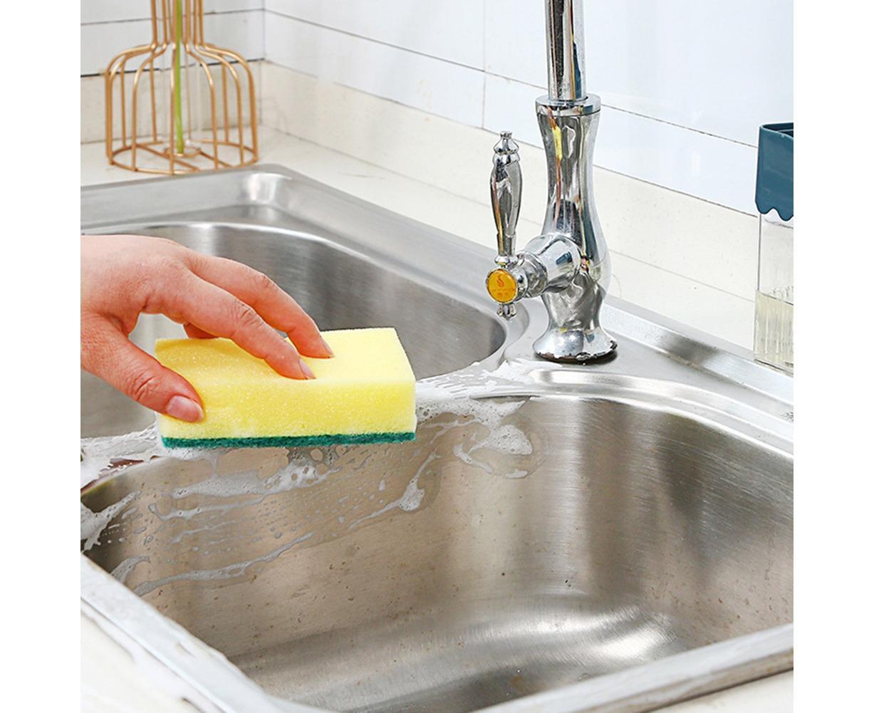 Kitchen Soap Dishwashing Detergent Press Dispenser Sponge Cleaning Pad Container-White