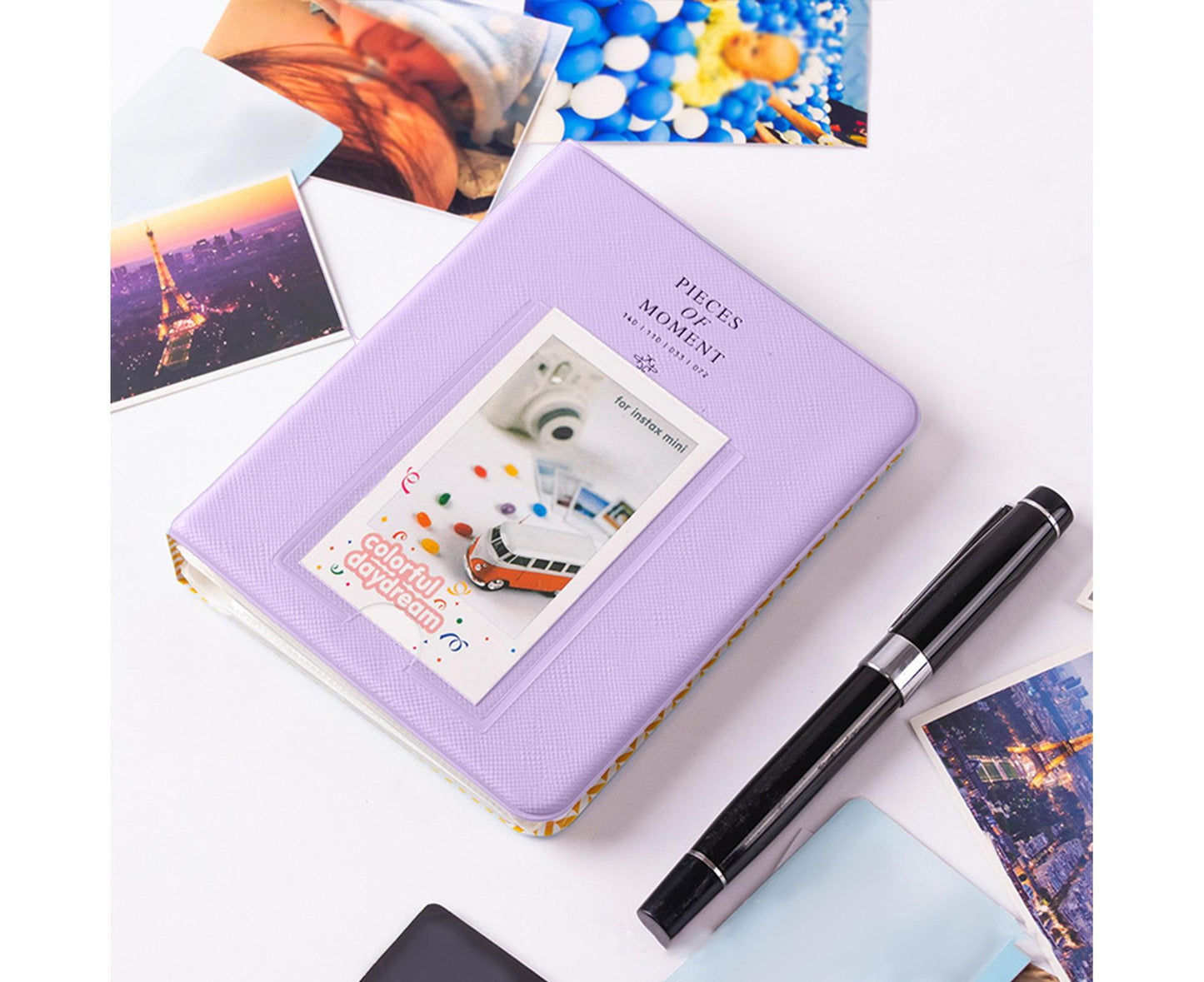 Large Capacity Photo Album Bright Color Compact Mini Picture Collect Book Postcard Holder for Students - Purple