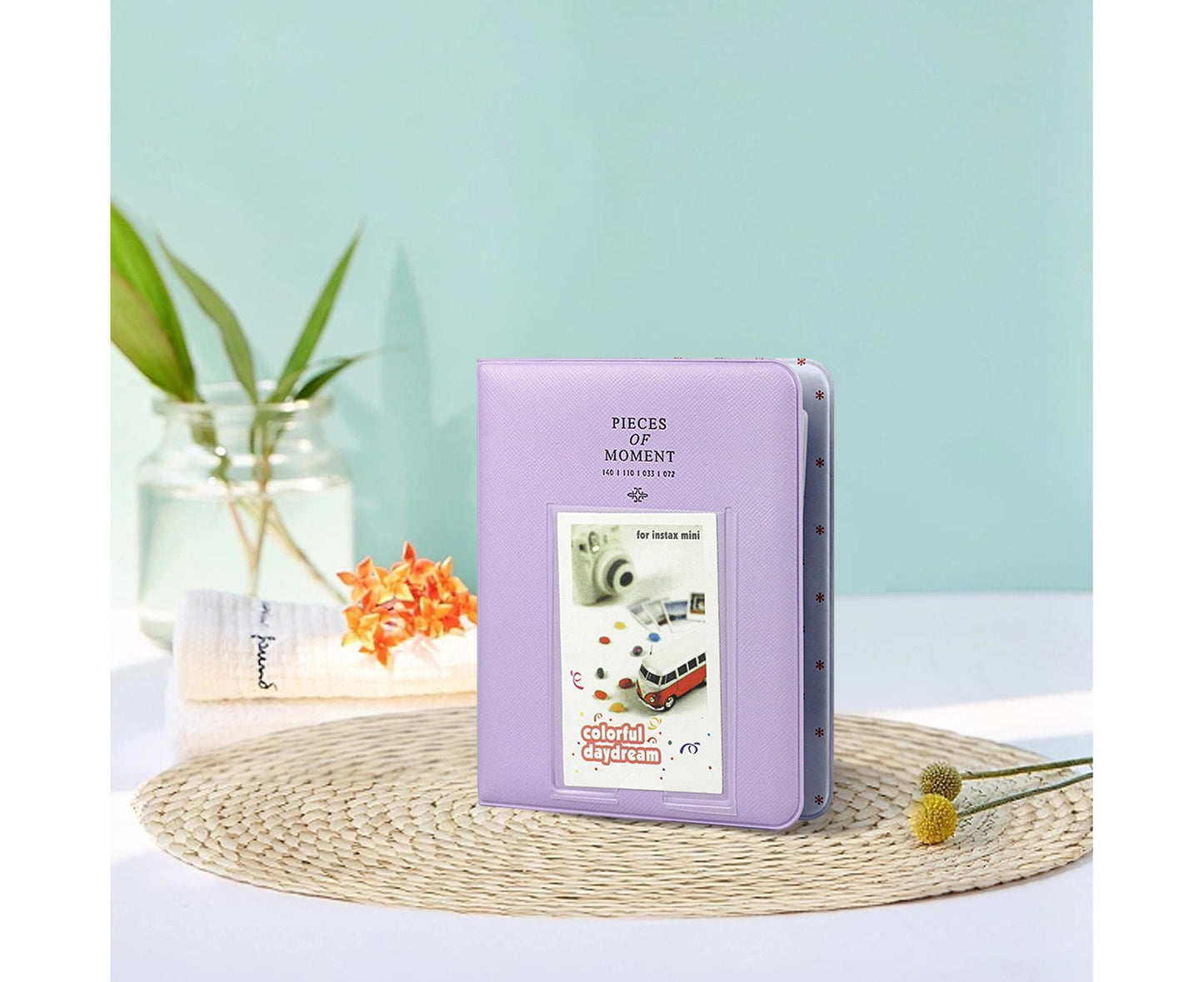 Large Capacity Photo Album Bright Color Compact Mini Picture Collect Book Postcard Holder for Students - Purple