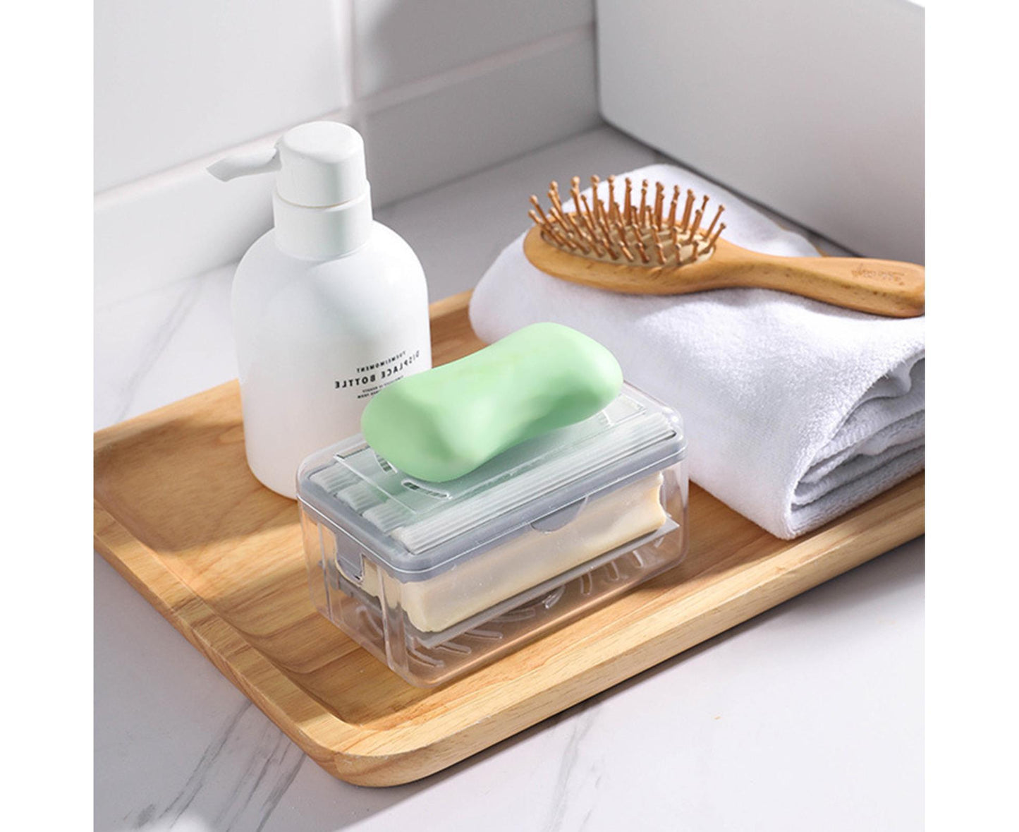 Multifunctional Soap Box Drainable Eco-friendly Built-in Spring Soap Holder Household Supplies-Grey
