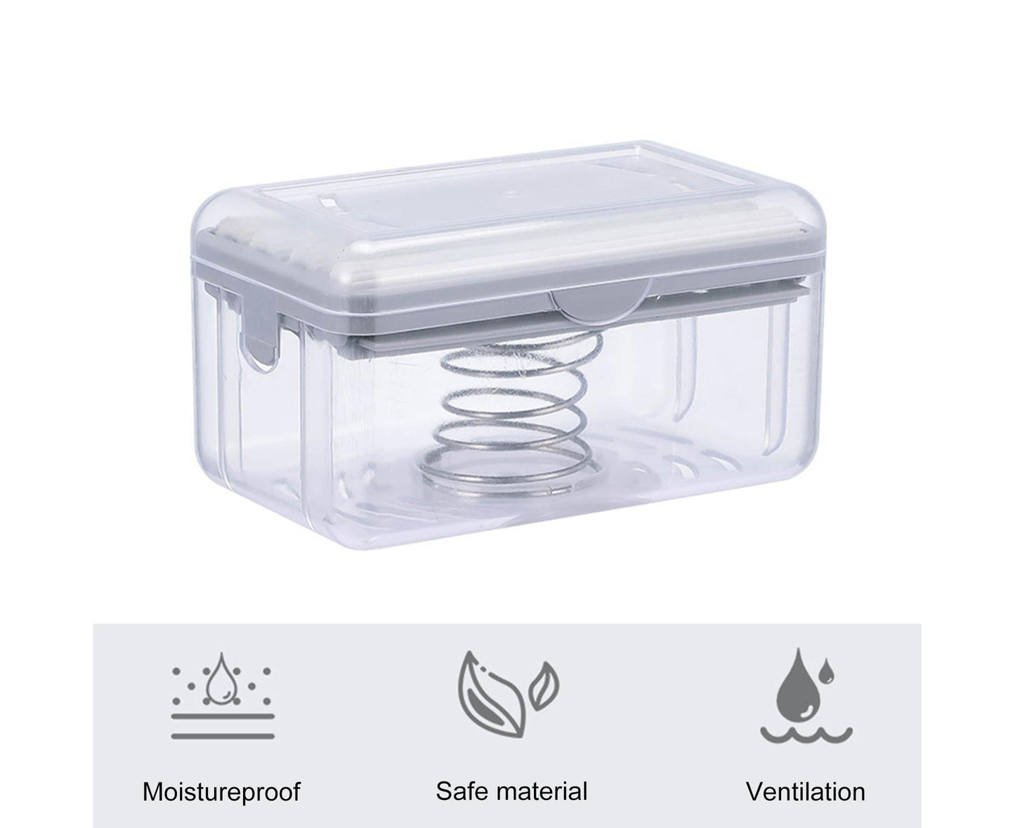 Multifunctional Soap Box Drainable Eco-friendly Built-in Spring Soap Holder Household Supplies-Grey