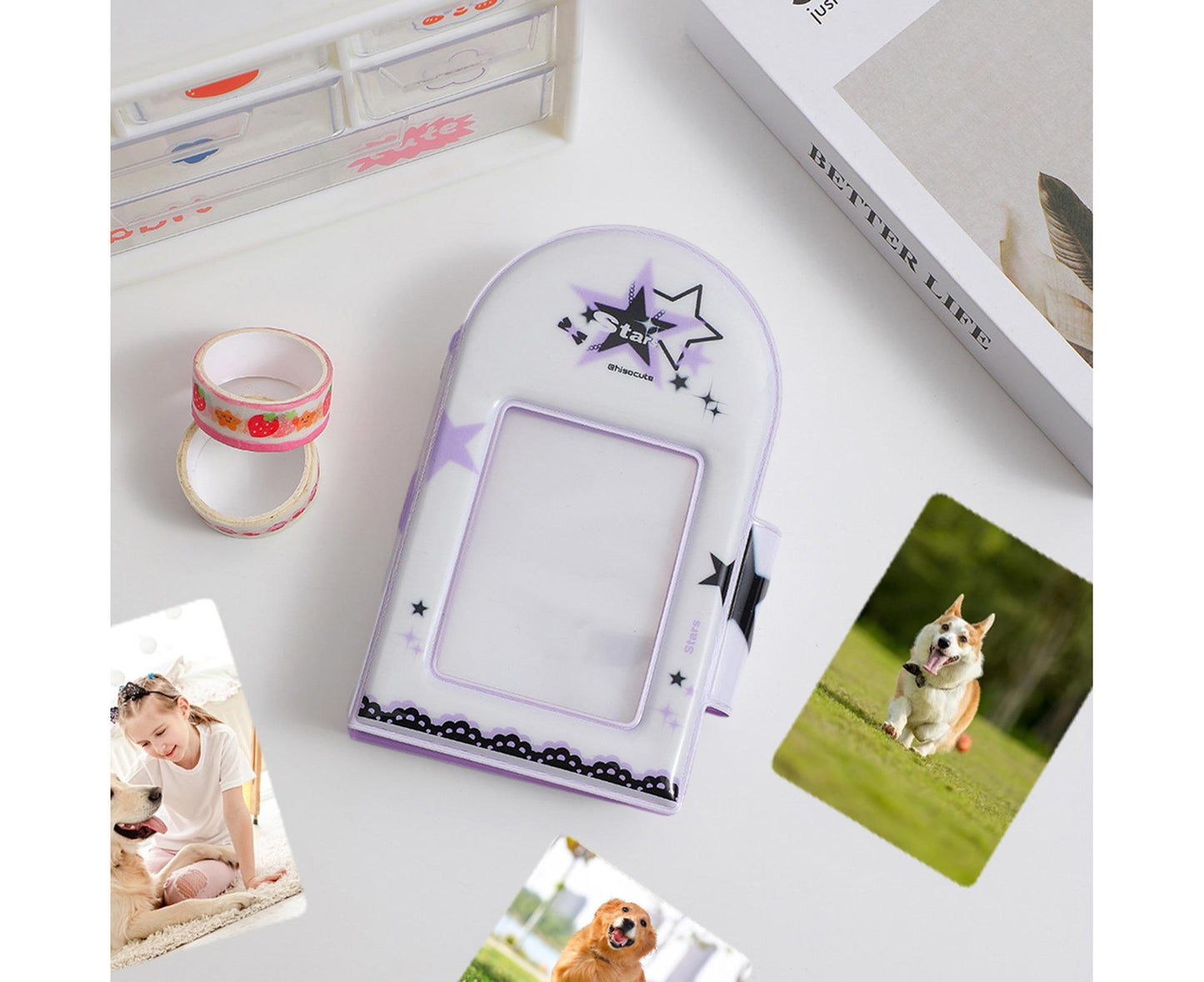Photo Album Large Capacity Waterproof Insert Type PVC 3 Inch 40 Pages Picture Album  Card Storage Binder Friends Gift - Purple