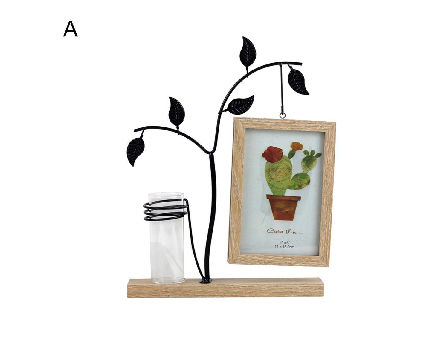 Picture Frame Double Sided Stable Base Smooth Edge High Strength Rustproof Decorative Burr Free Desktop Photo Frame with Hydroponic Vase Home Supplies