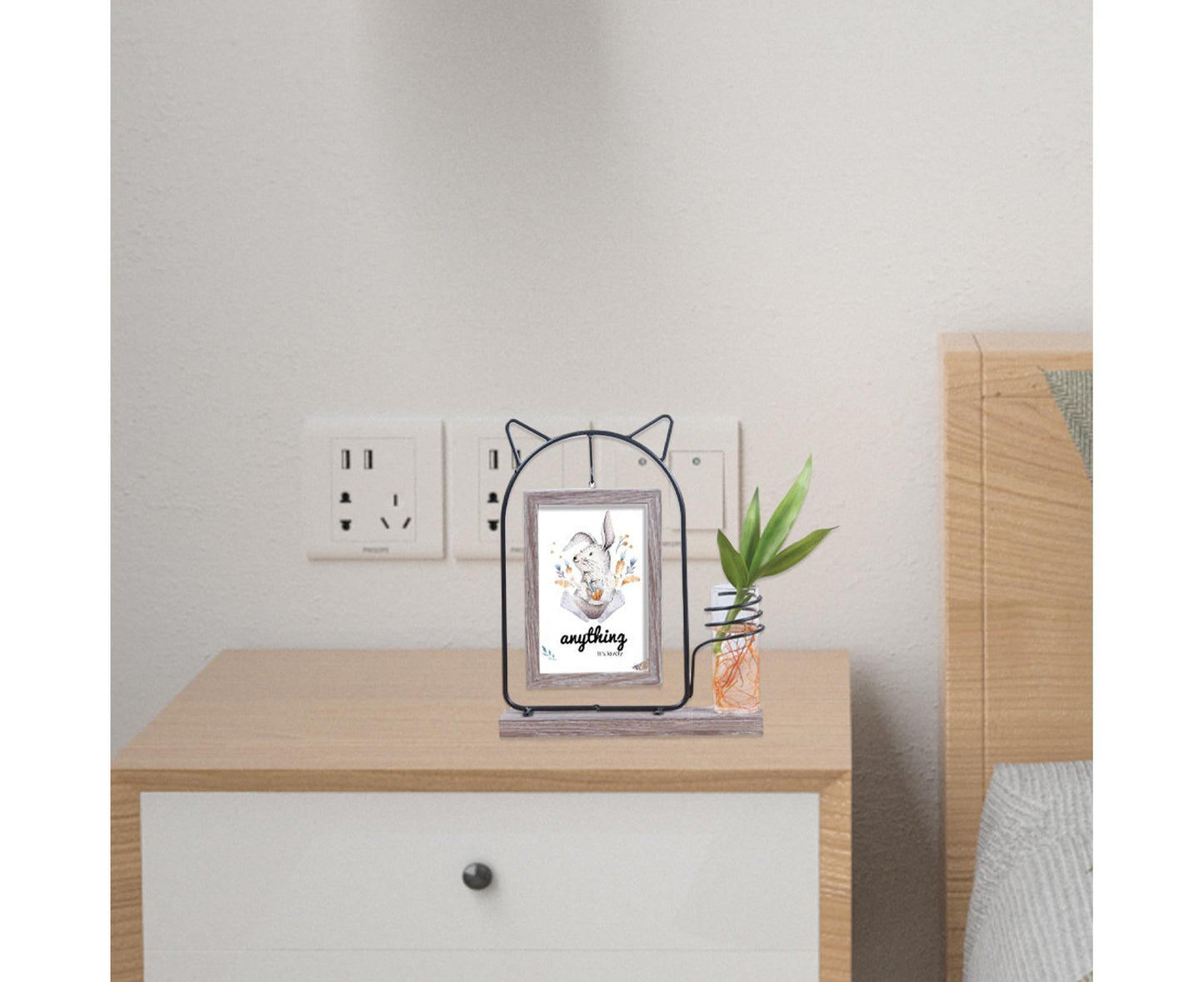 Picture Frame Double Sided Stable Base Smooth Edge High Strength Rustproof Decorative Burr Free Desktop Photo Frame with Hydroponic Vase Home Supplies