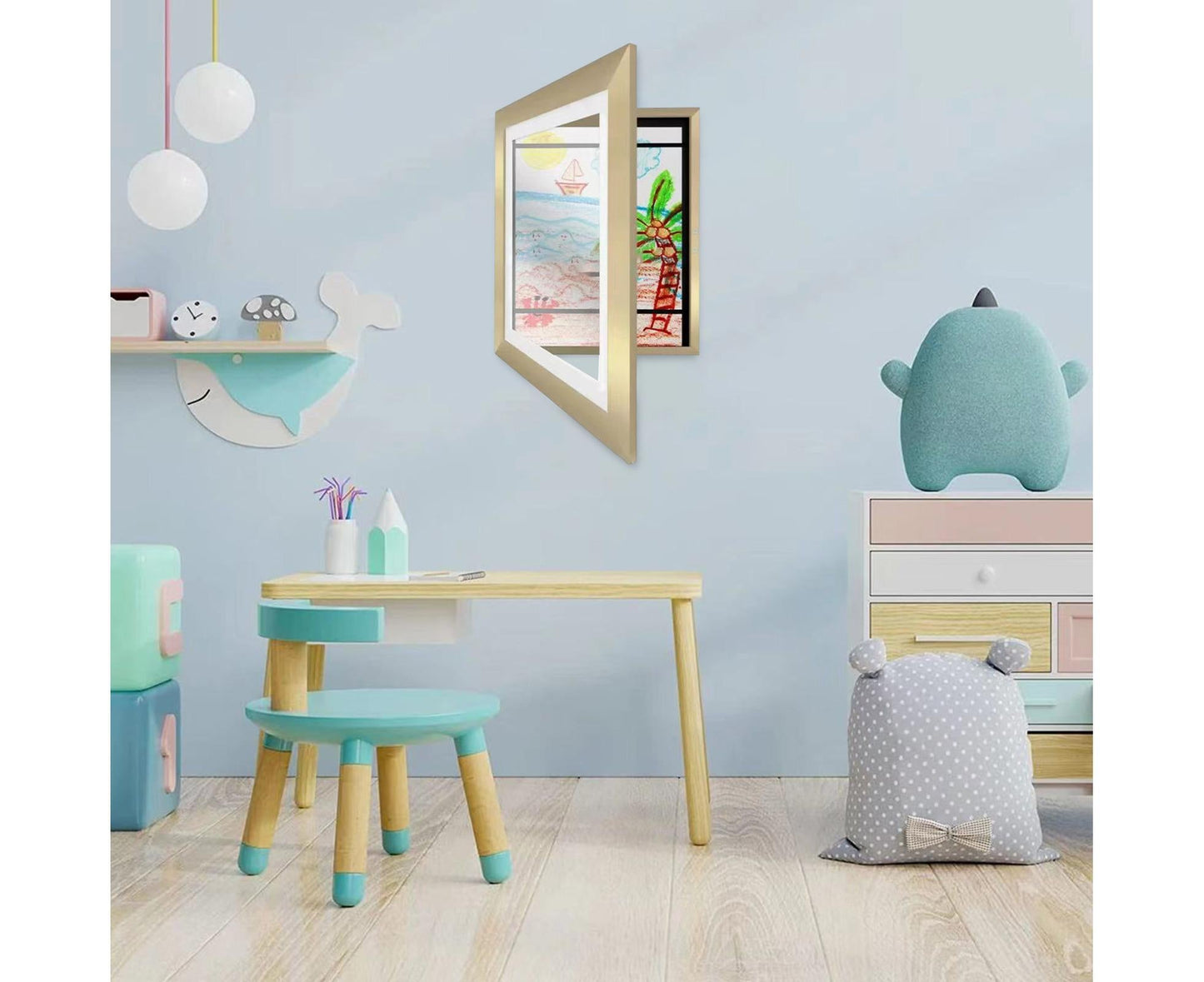 Picture Frame Front-Opening Shatter Resistant Decorative Changeable Not Easily Deformed Display Photo Easy to Use babies Artwork Picture Frame Home Decor - Golden
