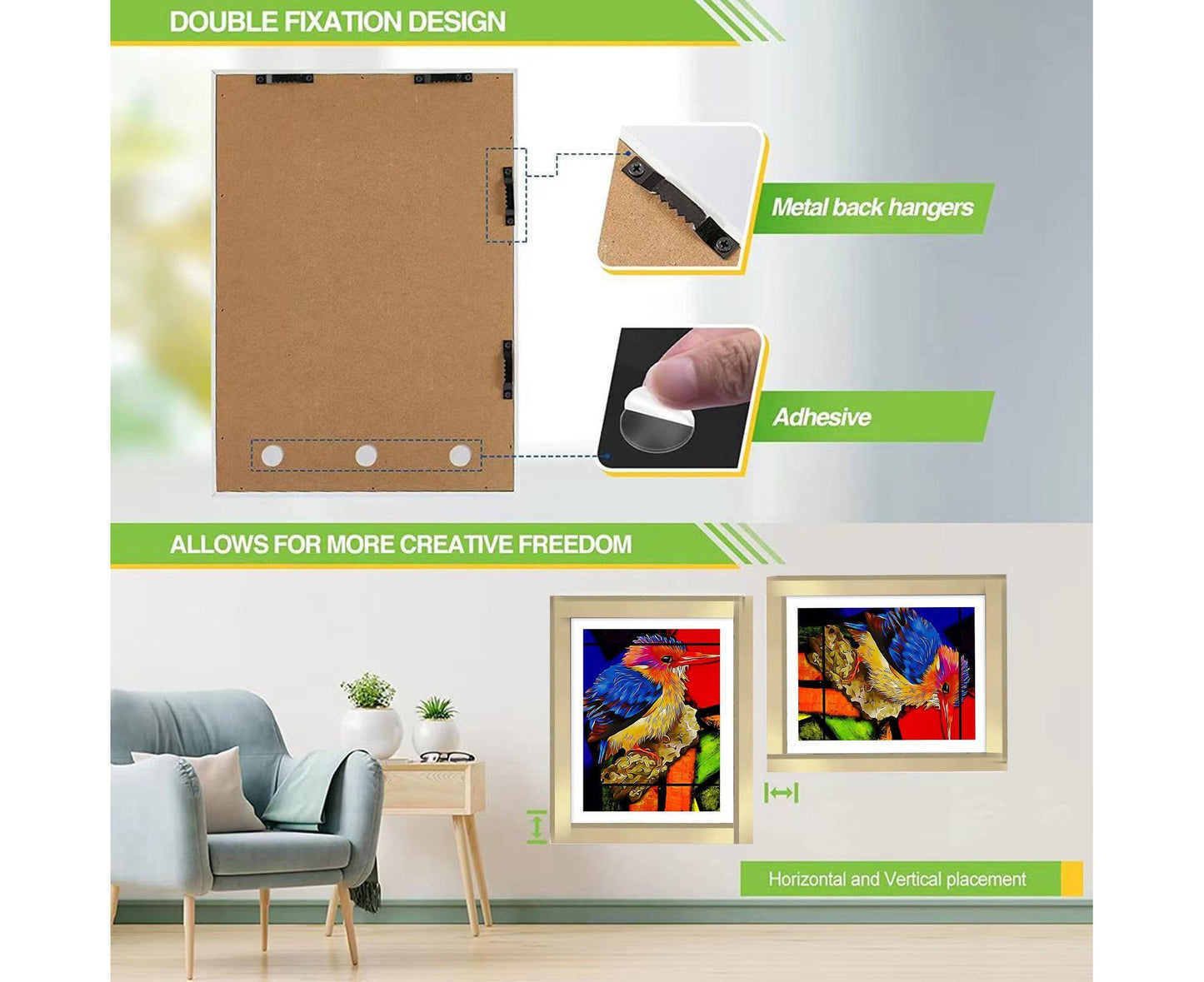 Picture Frame Front-Opening Shatter Resistant Decorative Changeable Not Easily Deformed Display Photo Easy to Use babies Artwork Picture Frame Home Decor - Golden