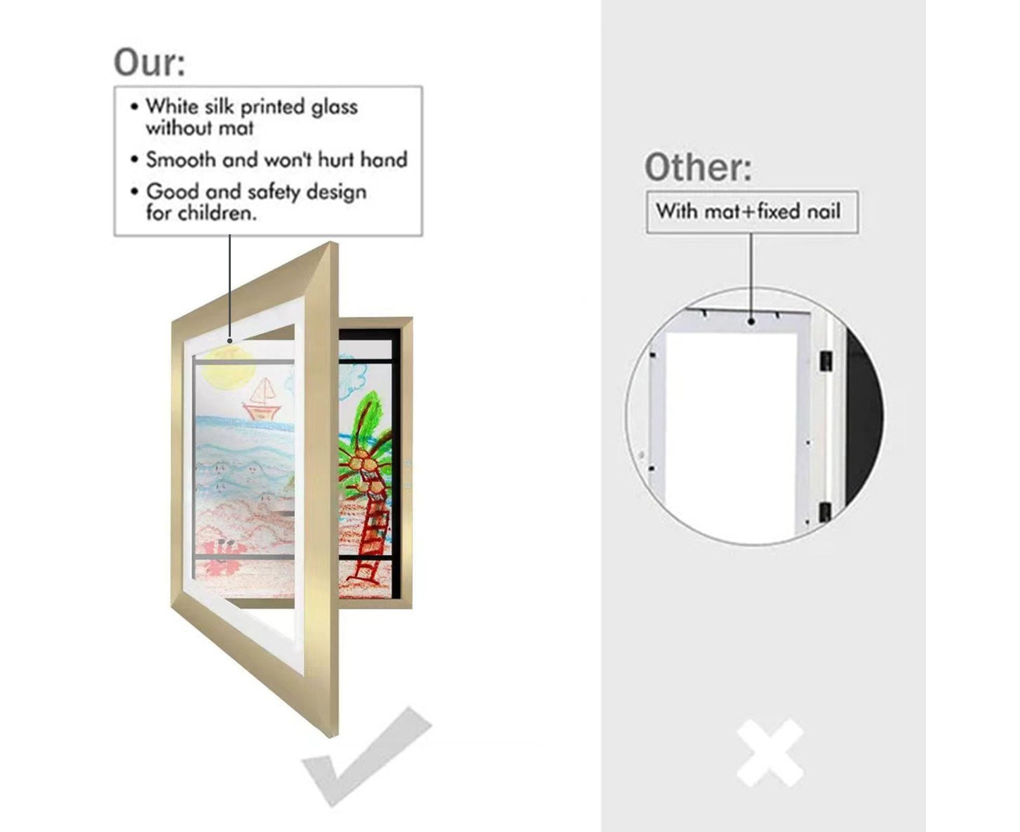 Picture Frame Front-Opening Shatter Resistant Decorative Changeable Not Easily Deformed Display Photo Easy to Use babies Artwork Picture Frame Home Decor - Golden