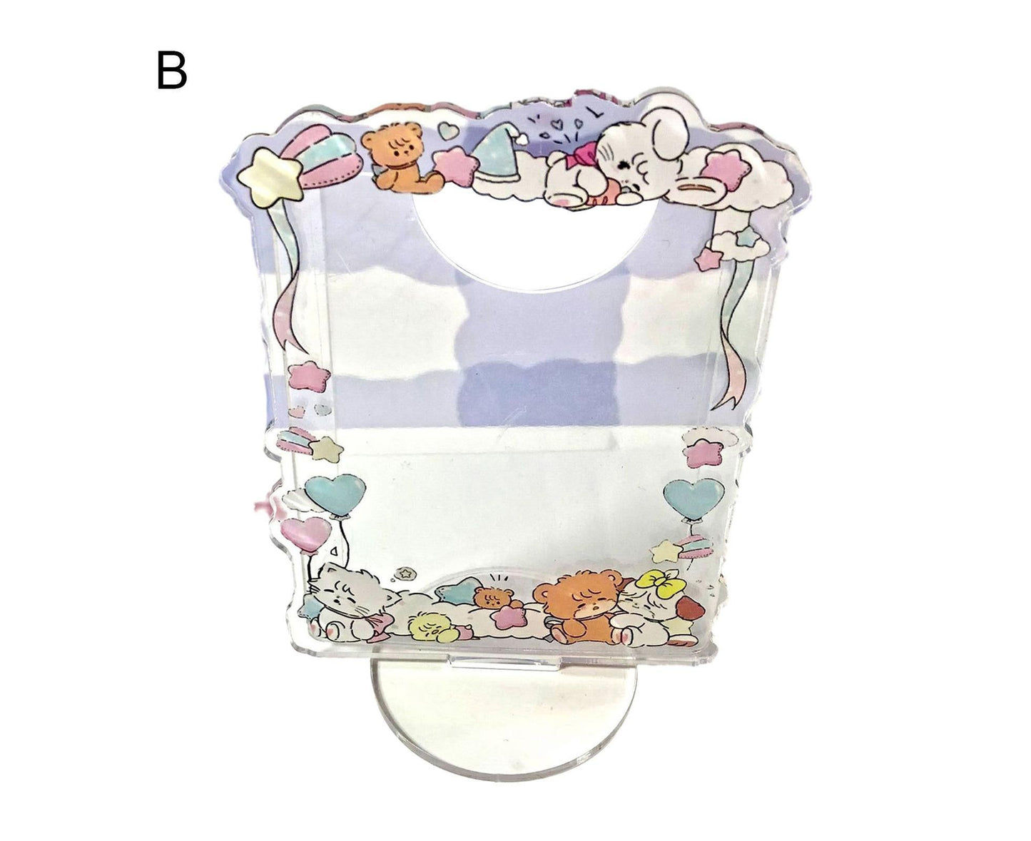 Sign Stand Ornament Irregular Wave Edge Acrylic Flower Pattern Surrounding 3 Inch  Album Photocard Stand Household Use