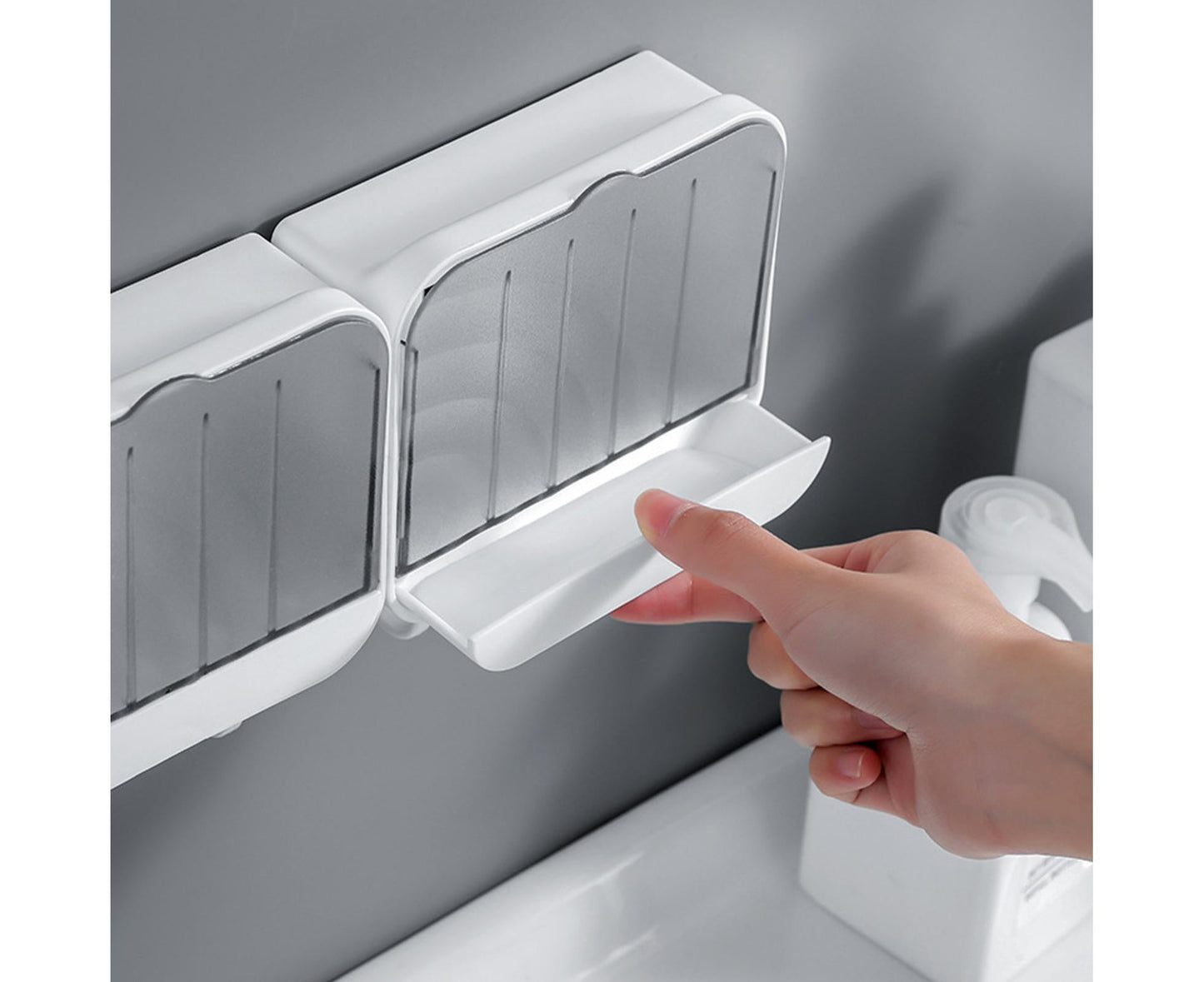 Soap Box Creative Waterproof Lightweight Soap Storage Organizer Dish Towel Rack for Home-White
