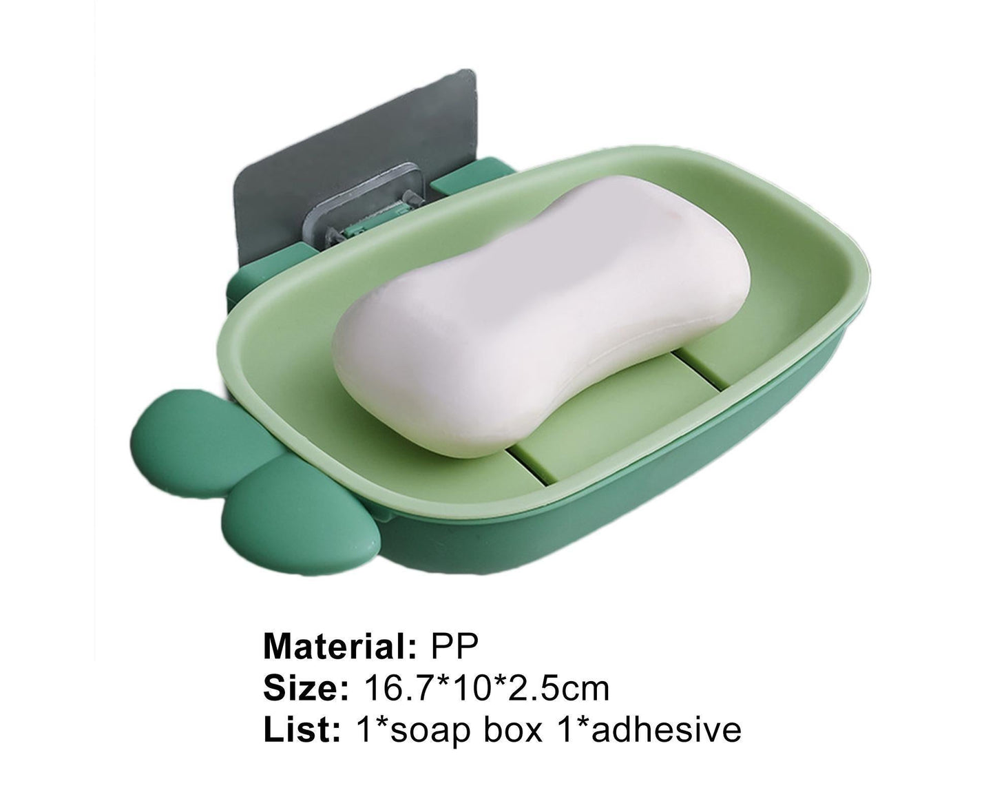 Soap Box Double Layer Punch-free PP Wall Mount Home Soap Dishes for Bathroom-Green