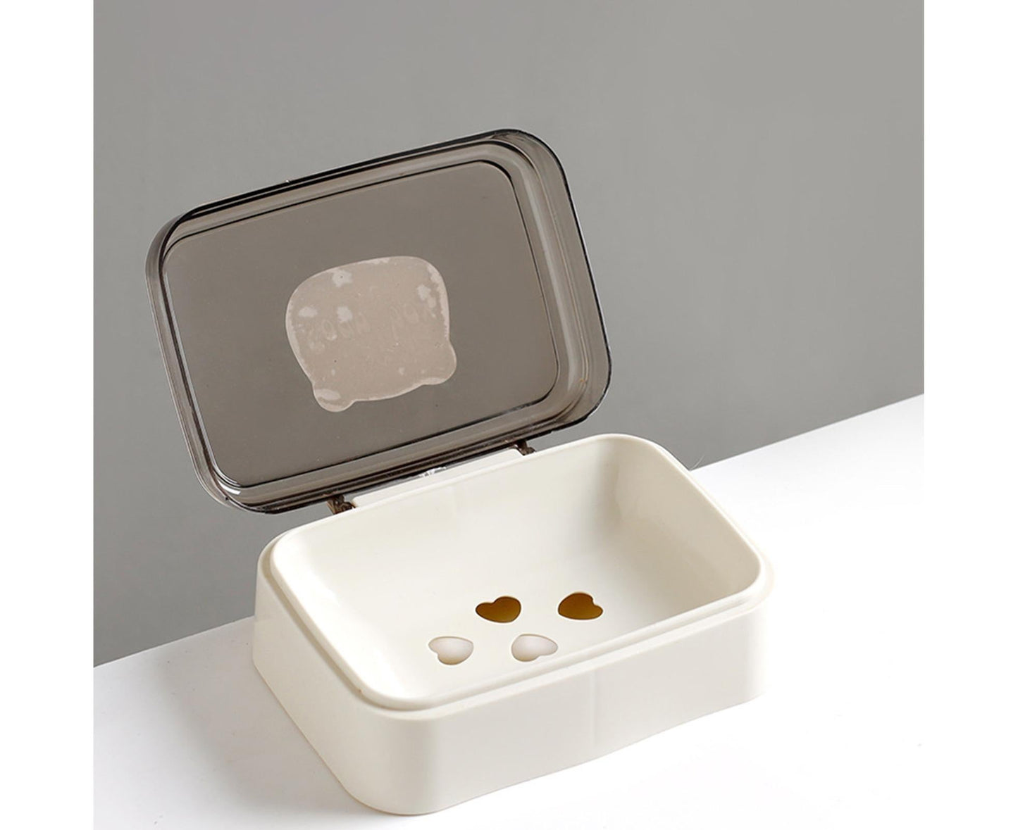 Soap Box Lidded Dust-proof Plastic Washing Room Draining Soap Case Washroom Supplies -White