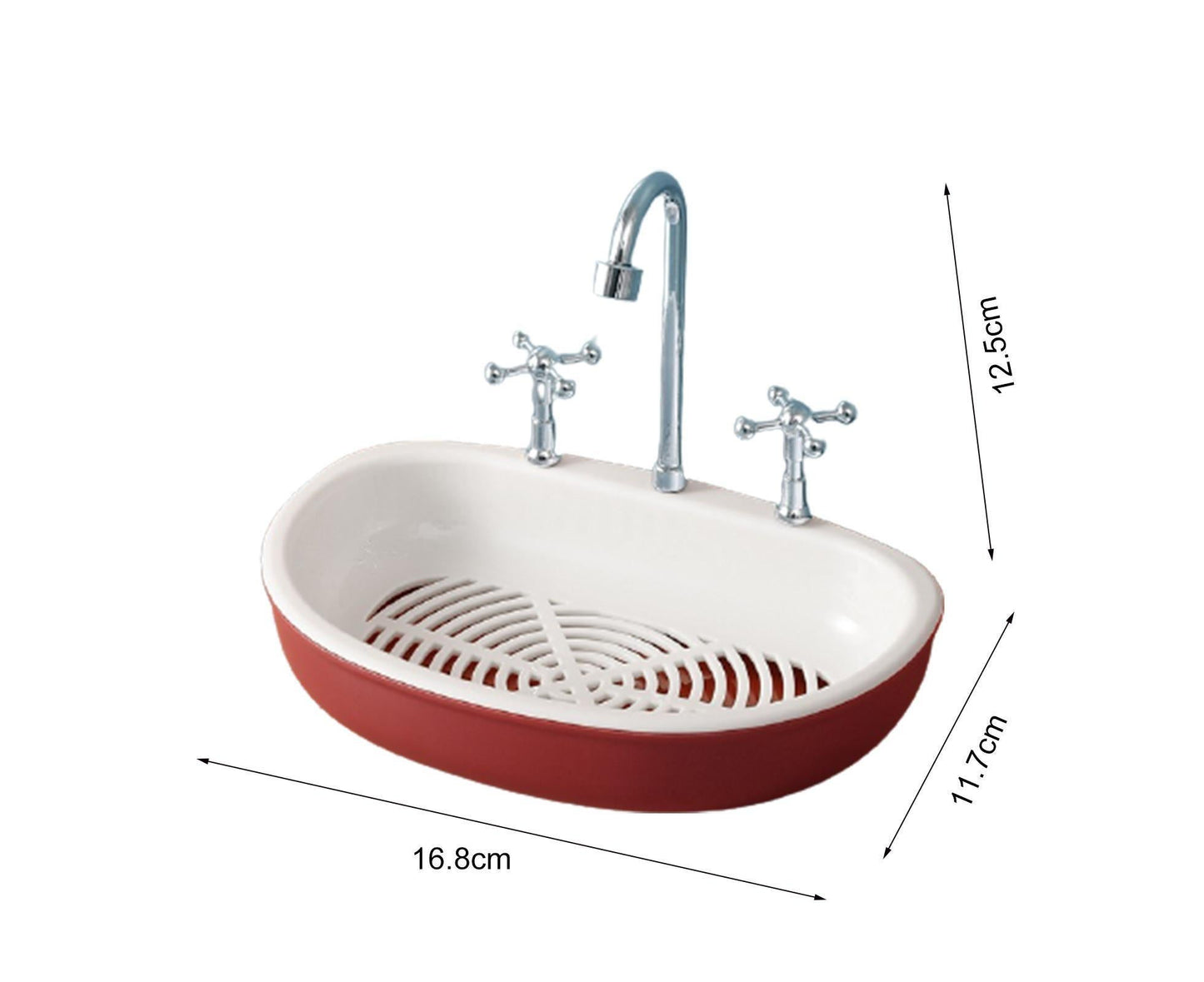 Soap Dish Creative Punch-free Double Layers Vanity Sink Shape Draining Soap Dish Bathroom Accessory-Wine Red