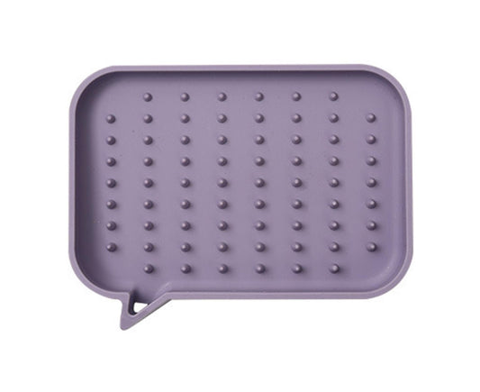 Soap Dish Rectangle Minimalist Silicone Tear-resistant Sponge Holder for Kitchen-Purple