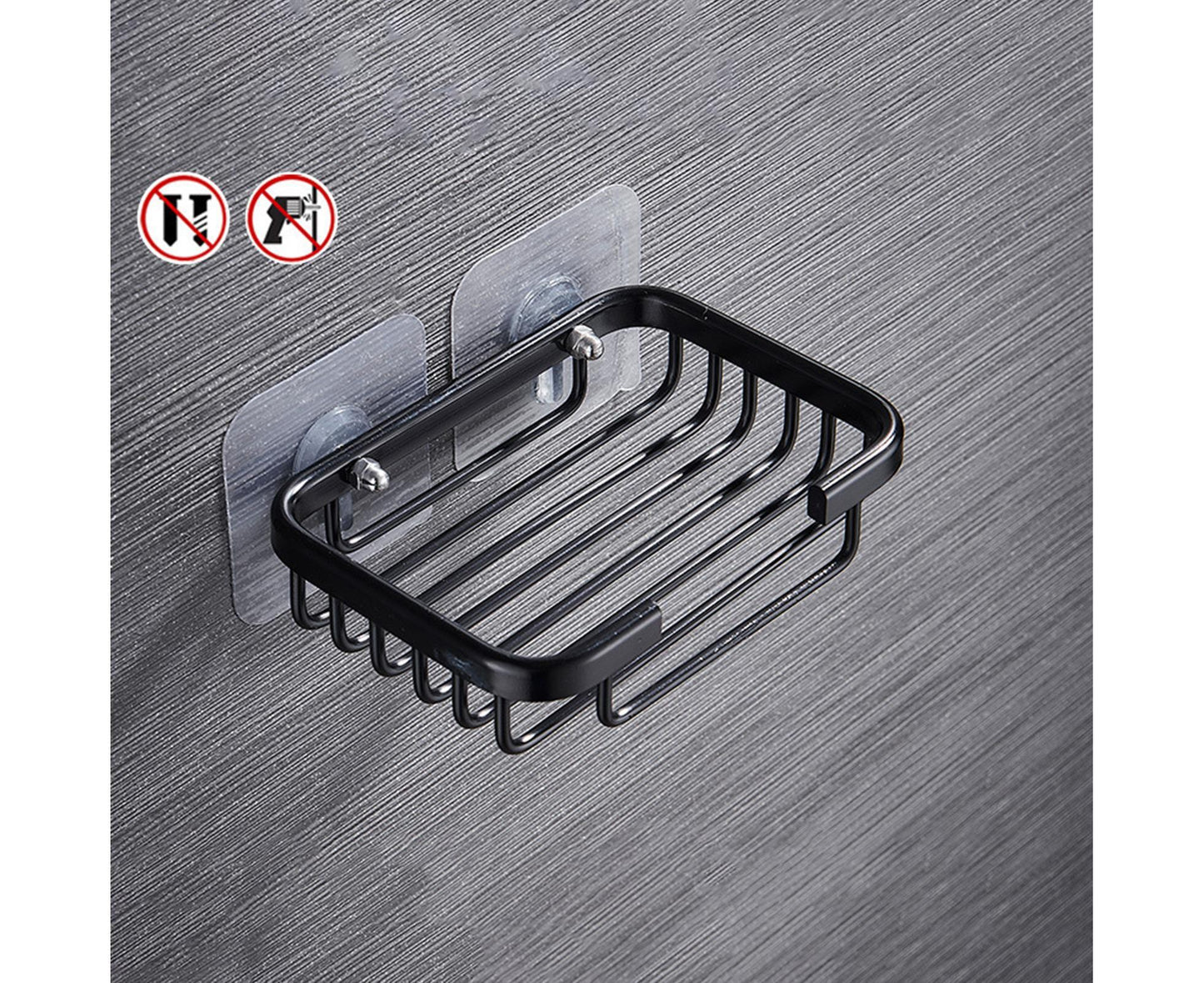Soap Dish Self-draining Easy Installation Space Aluminum Simple Reused Soap Box for Shower-Black