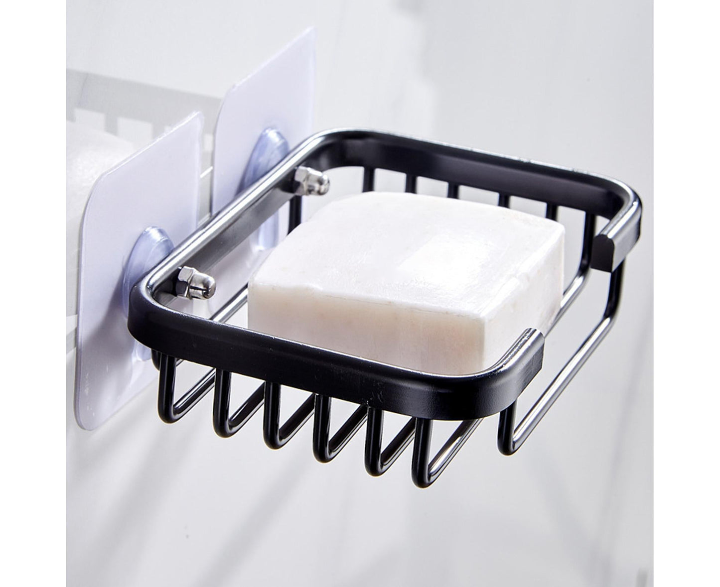 Soap Dish Self-draining Easy Installation Space Aluminum Simple Reused Soap Box for Shower-Black