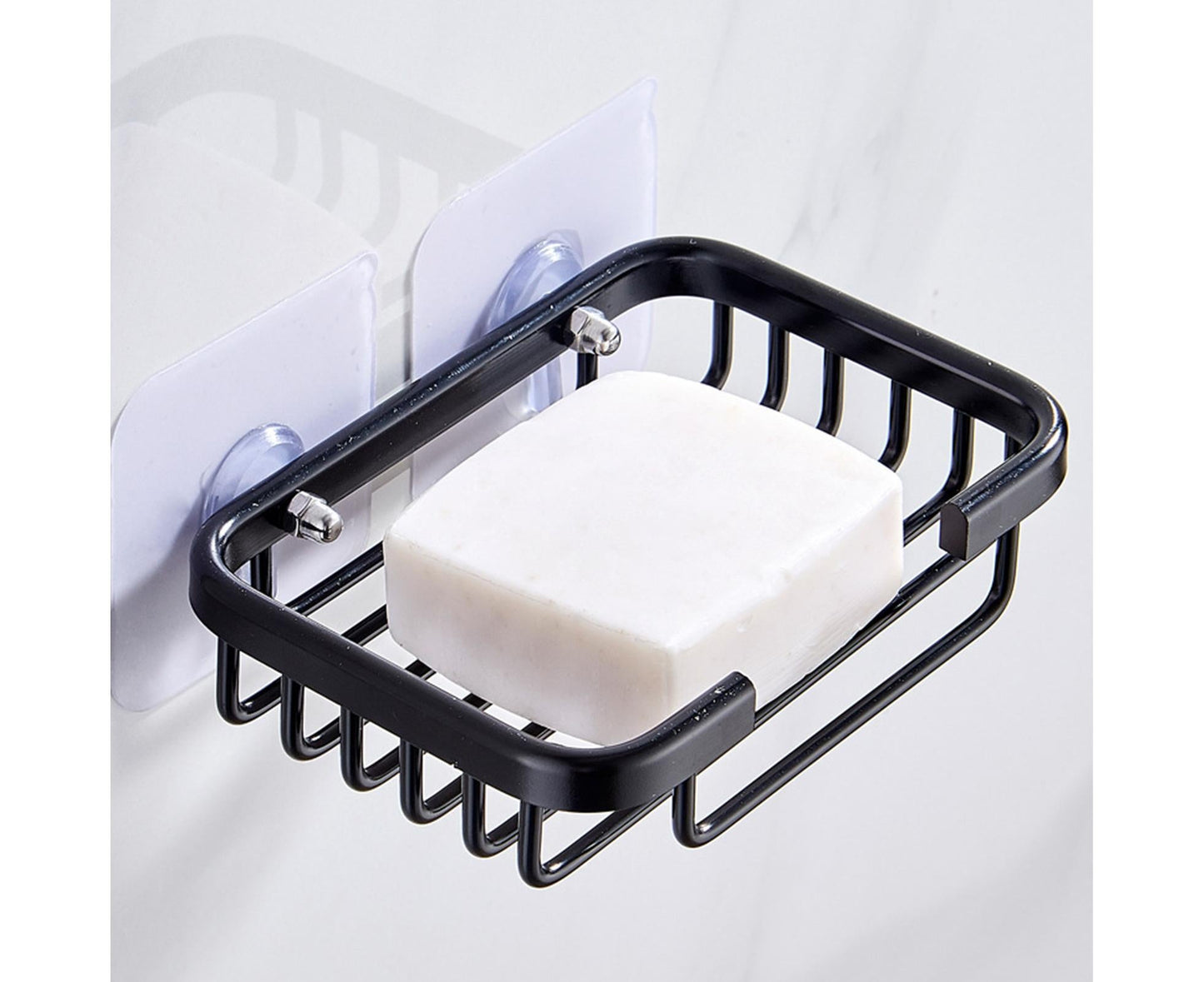 Soap Dish Self-draining Easy Installation Space Aluminum Simple Reused Soap Box for Shower-Black