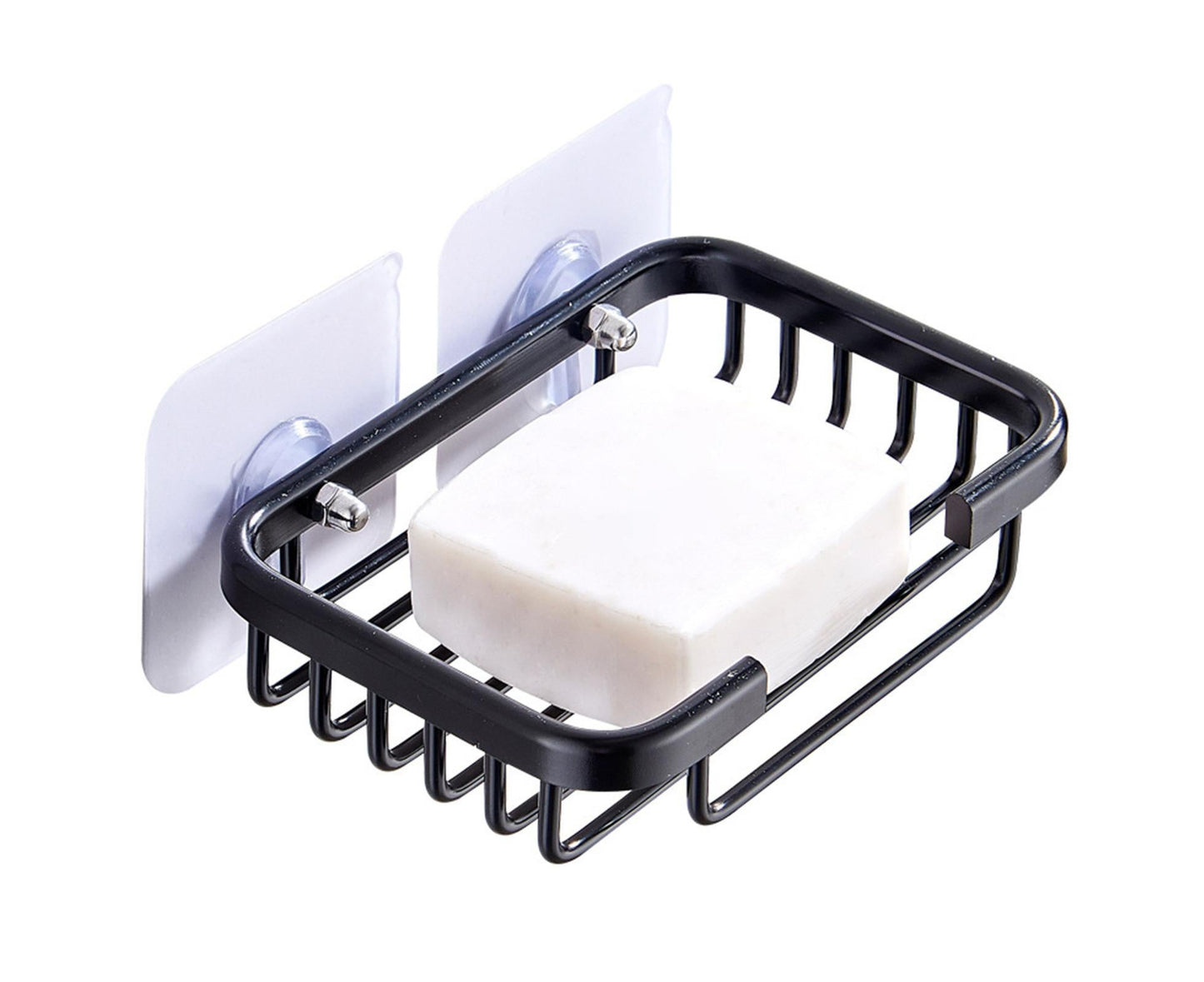 Soap Dish Self-draining Easy Installation Space Aluminum Simple Reused Soap Box for Shower-Black