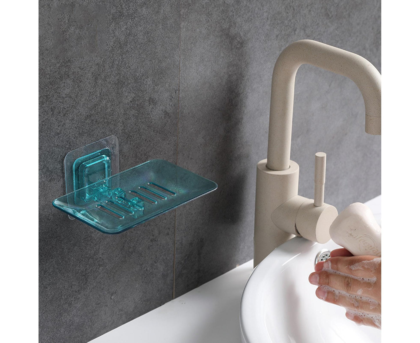 Soap Holder Easy to Install Selfdhesive PVC Bathroom Soap Holder for Home-Green