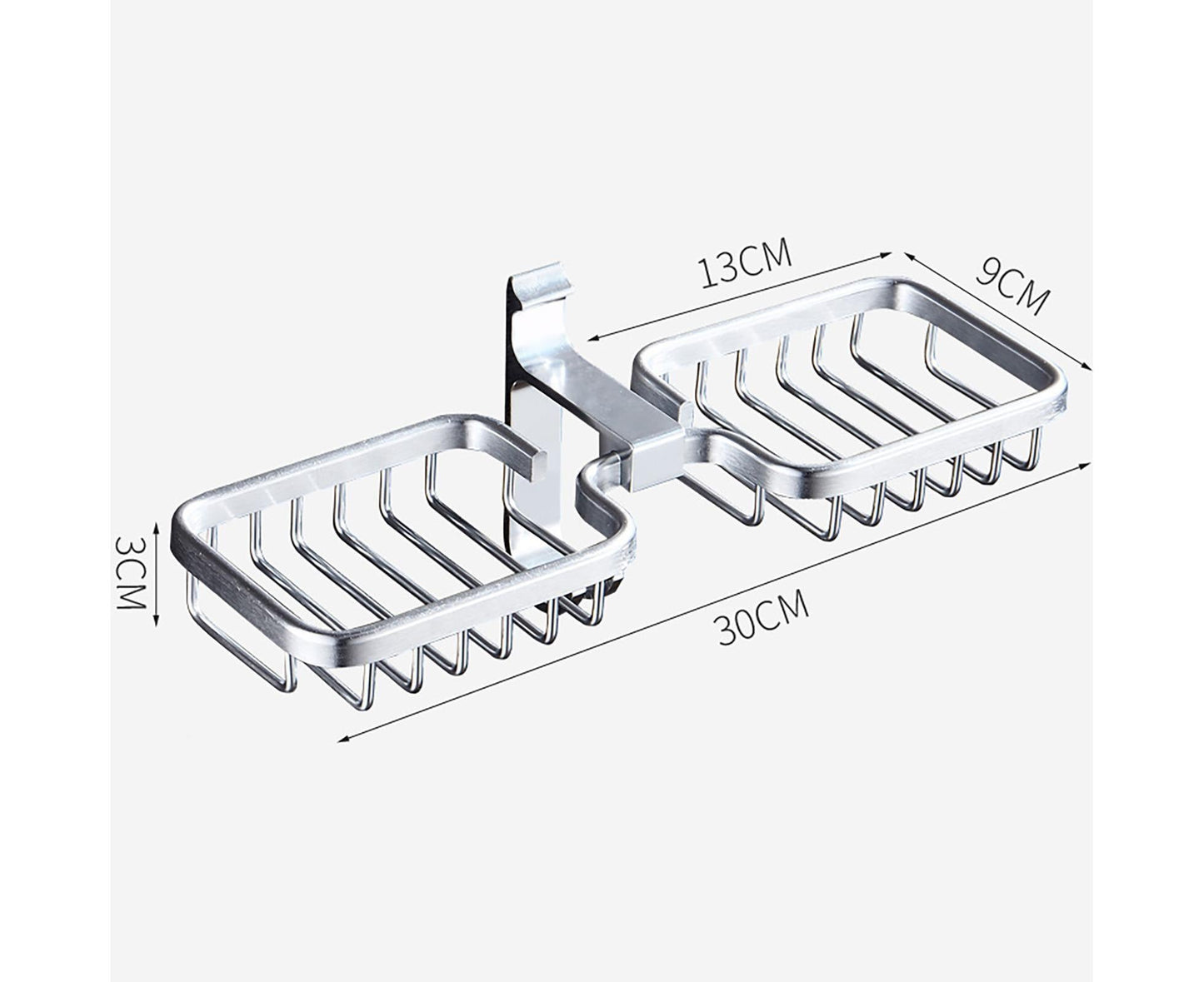 Soap Holder Easy-Installation Hollow Design Square-Shaped Punch-free Soap Drain Box for Home-Silver