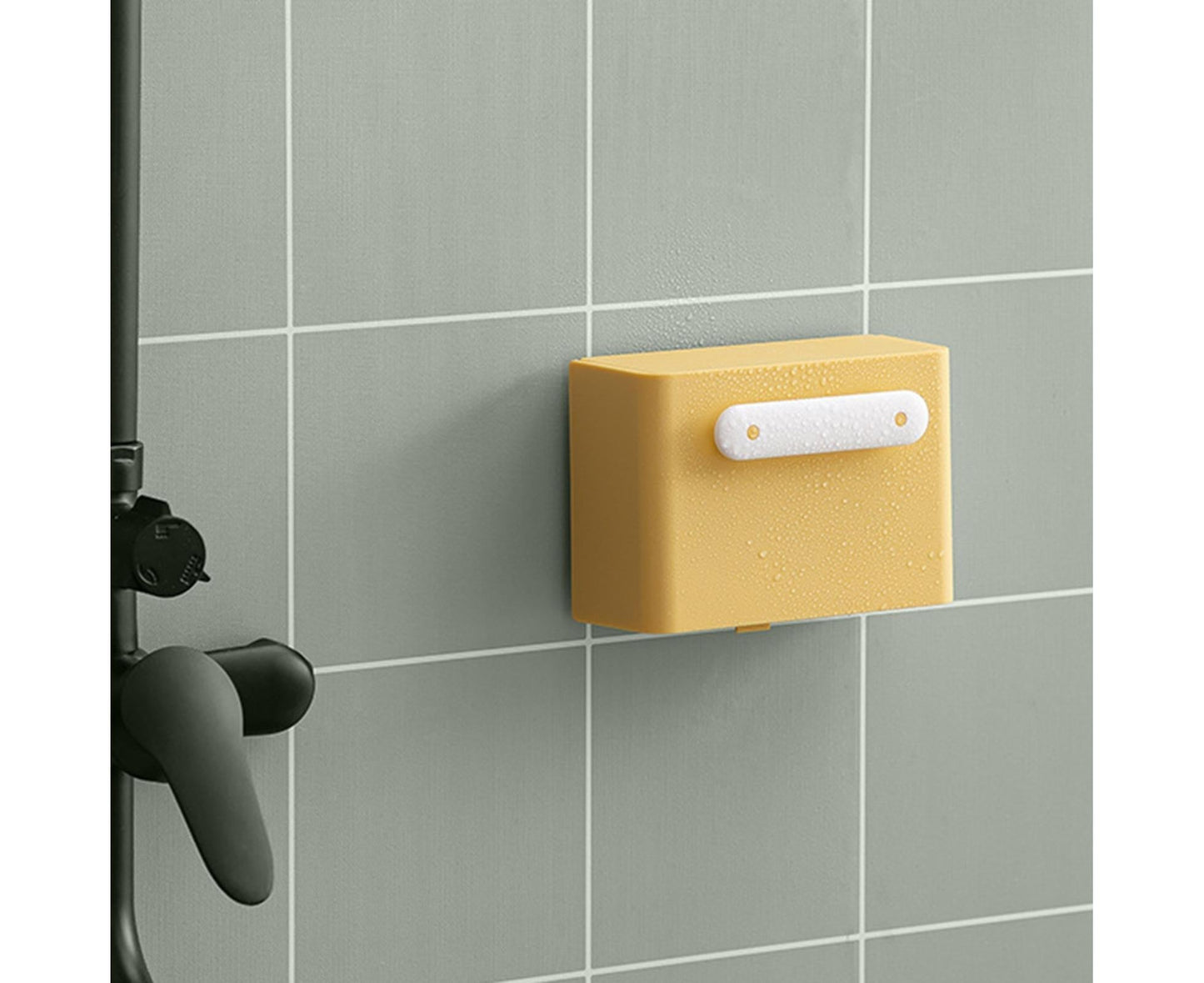 Waterproof Soap Box Detachable HIPS Wall Mountable Soap Draining Rack for Daily Use-Yellow
