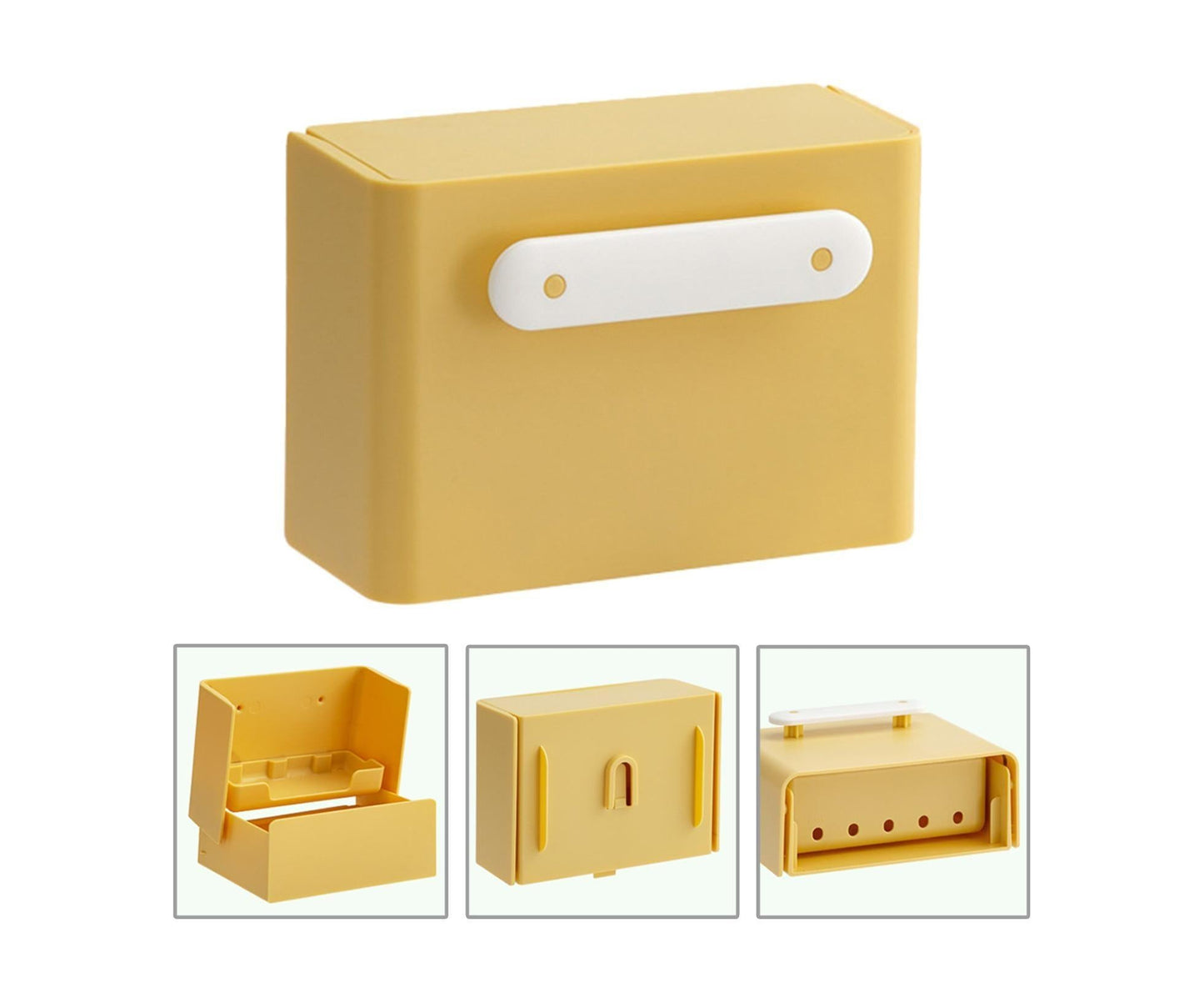 Waterproof Soap Box Detachable HIPS Wall Mountable Soap Draining Rack for Daily Use-Yellow
