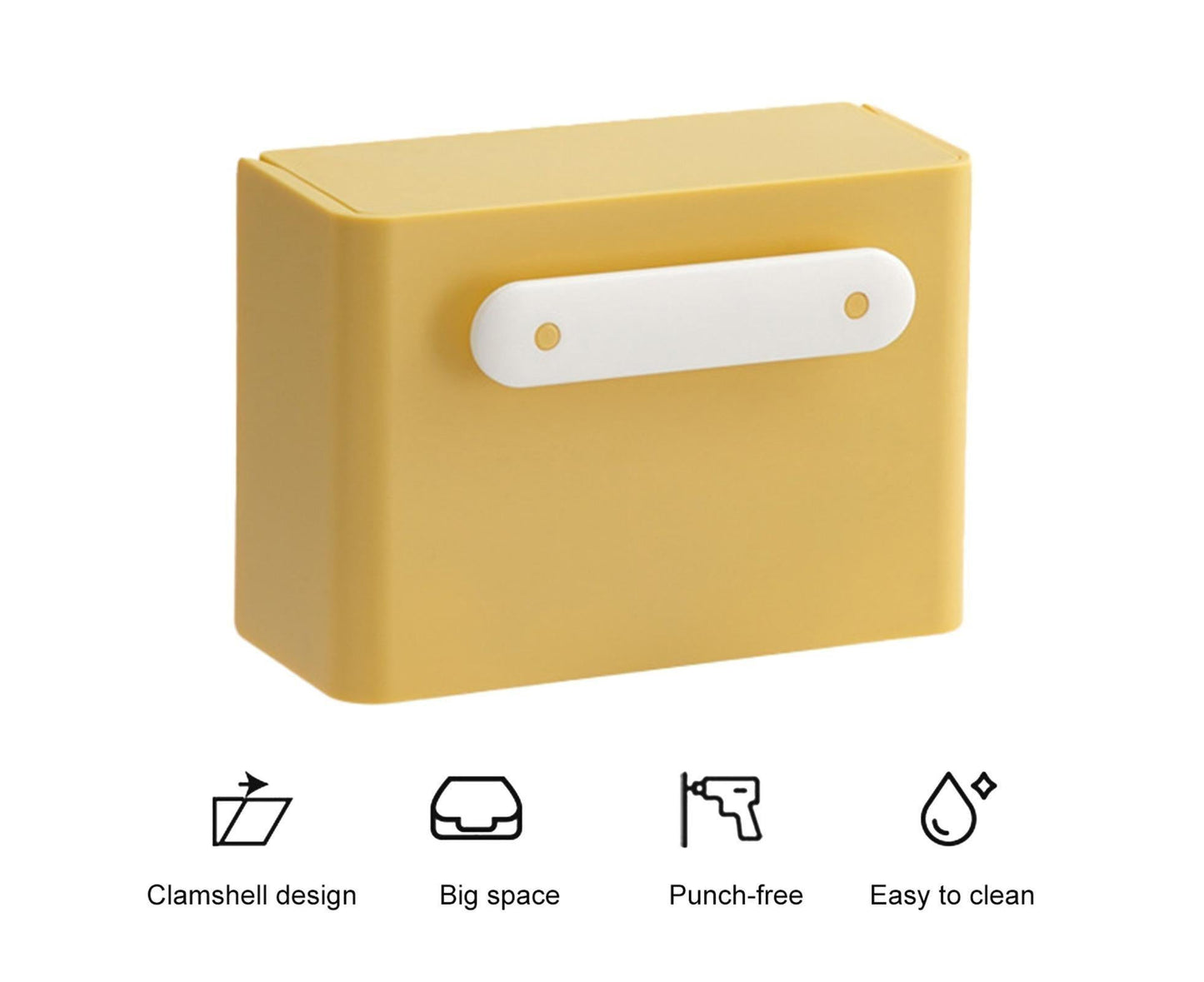 Waterproof Soap Box Detachable HIPS Wall Mountable Soap Draining Rack for Daily Use-Yellow