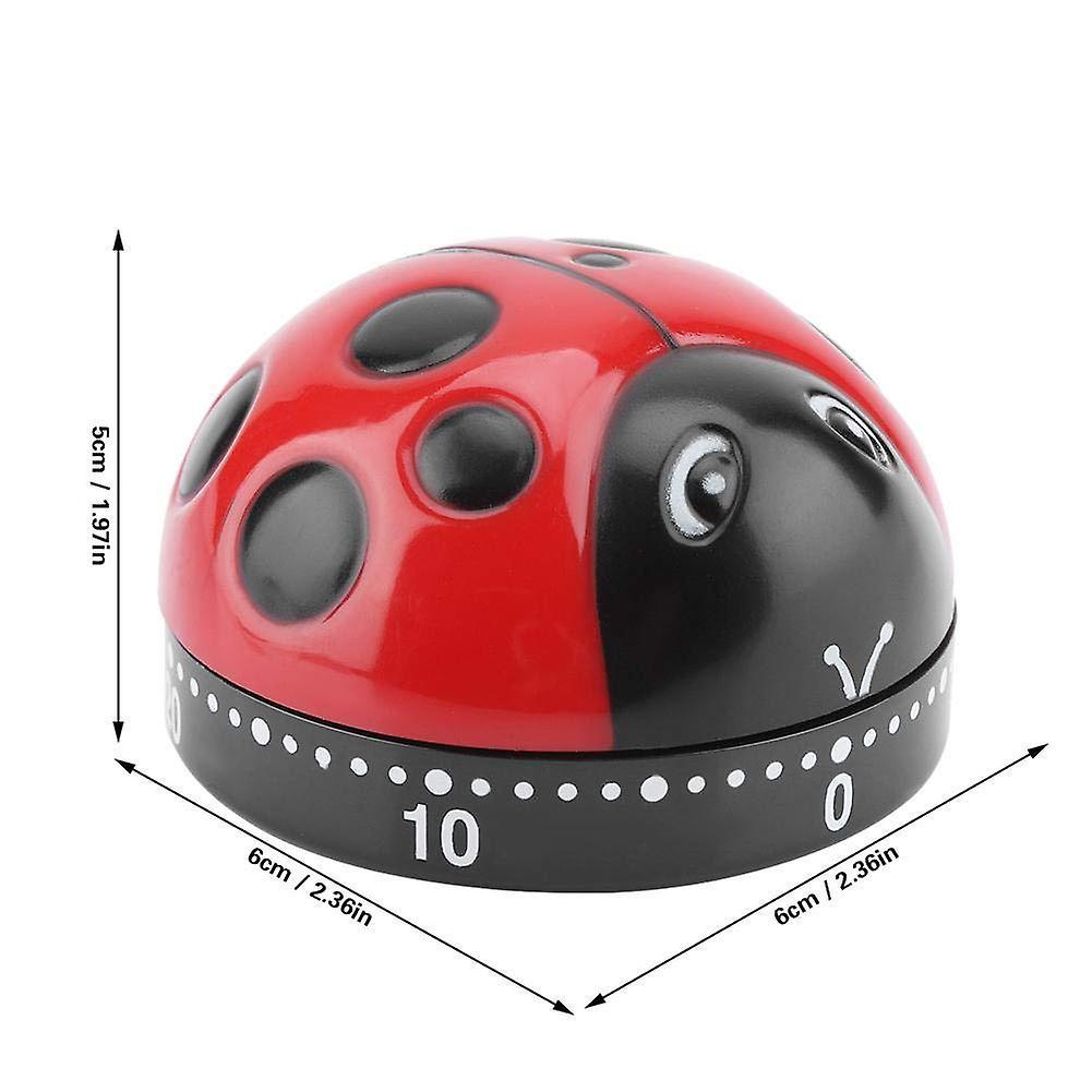 Cute Ladybug Shape Kitchen Timer 60 Minutes Timer with Loud Ring Mechanical Wind-Up Timer Kitchen