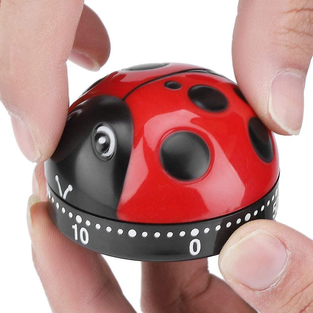 Cute Ladybug Shape Kitchen Timer 60 Minutes Timer with Loud Ring Mechanical Wind-Up Timer Kitchen