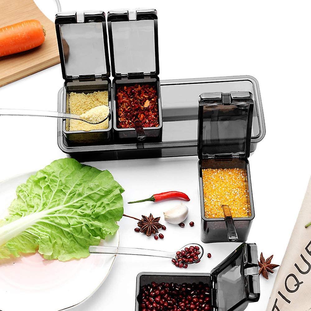 Set Of Condiment Boxes With 4 Removable Compartments For The Kitchen, Condiments