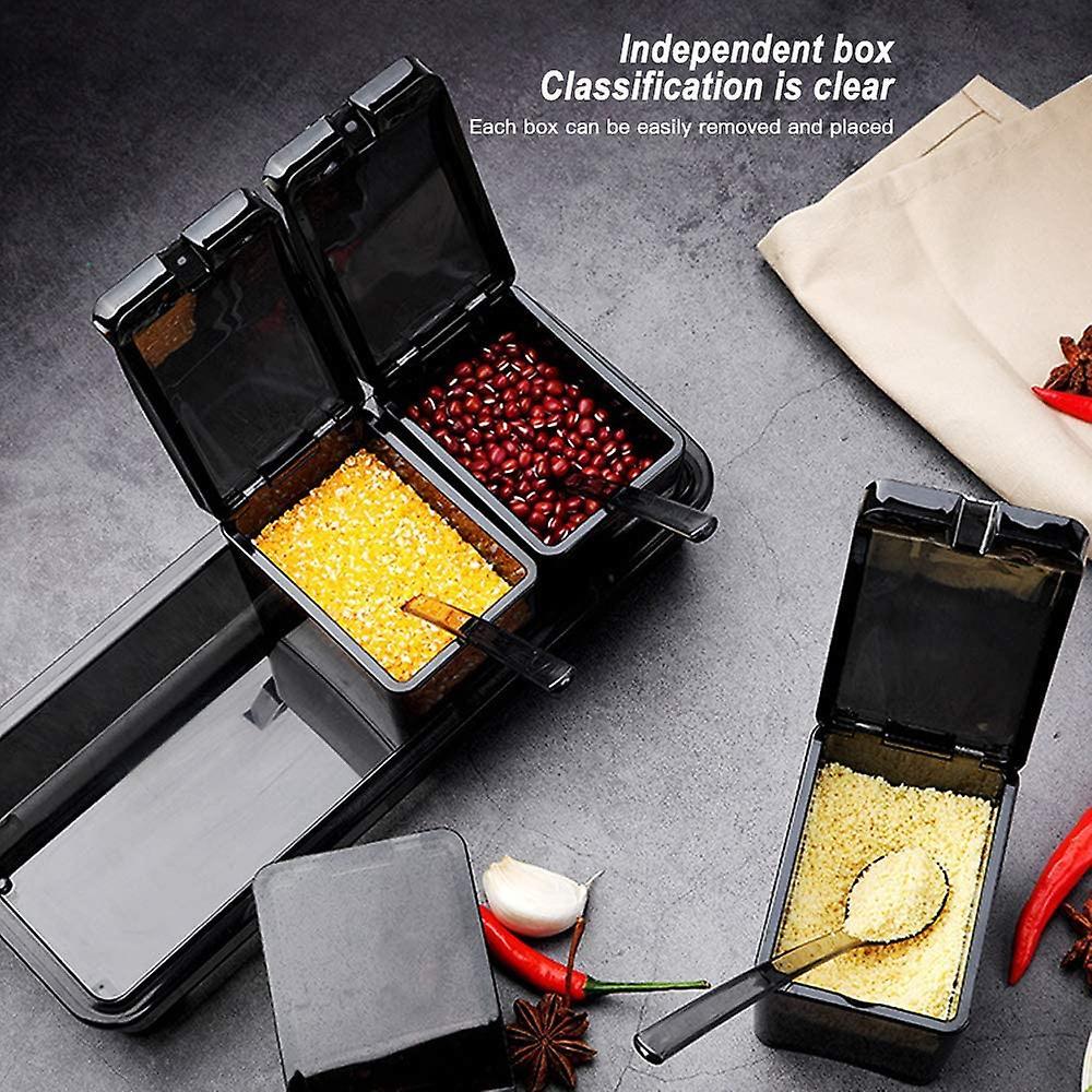 Set Of Condiment Boxes With 4 Removable Compartments For The Kitchen, Condiments
