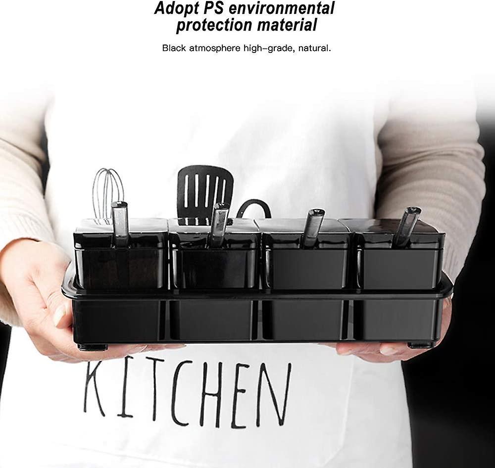 Set Of Condiment Boxes With 4 Removable Compartments For The Kitchen, Condiments