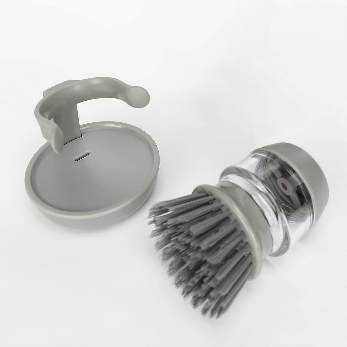 Soap Brush with Organizer, Kitchen Dish Brush Set for Cleaning Pots and Pans (Grey)