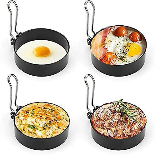 Stainless Steel Egg Rings, Omelette Mold, Non-Stick Egg Rings with Folding Handles, Round Egg Rings