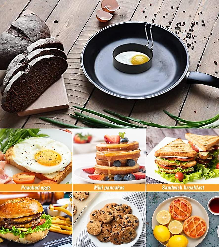 Stainless Steel Egg Rings, Omelette Mold, Non-Stick Egg Rings with Folding Handles, Round Egg Rings