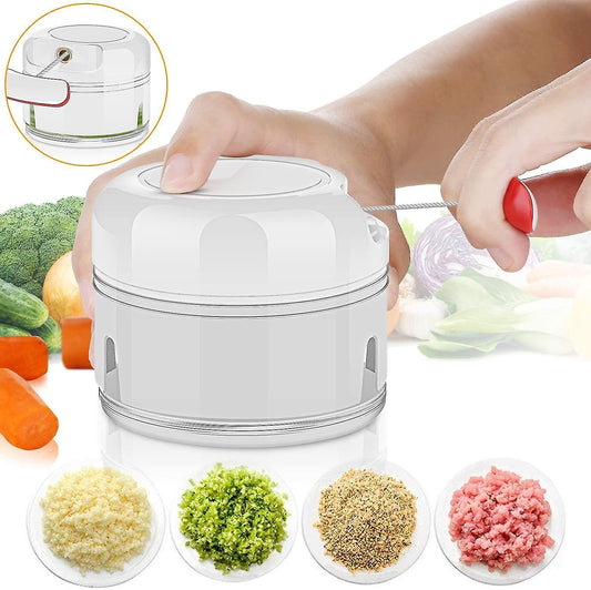 Vegetable Chopper, Mini Onion Chopper, Multi Chopper, Manual Small Onion Chopper, 170ml, White