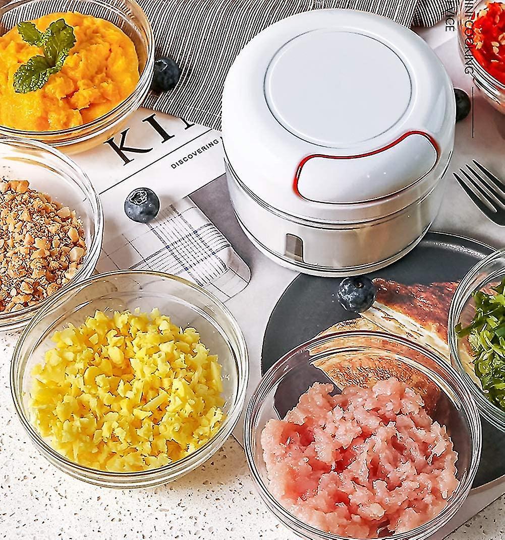 Vegetable Chopper, Mini Onion Chopper, Multi Chopper, Manual Small Onion Chopper, 170ml, White