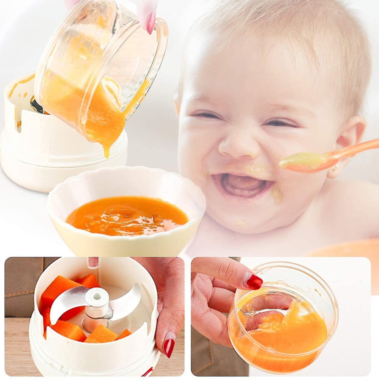 Vegetable Chopper, Mini Onion Chopper, Multi Chopper, Manual Small Onion Chopper, 170ml, White