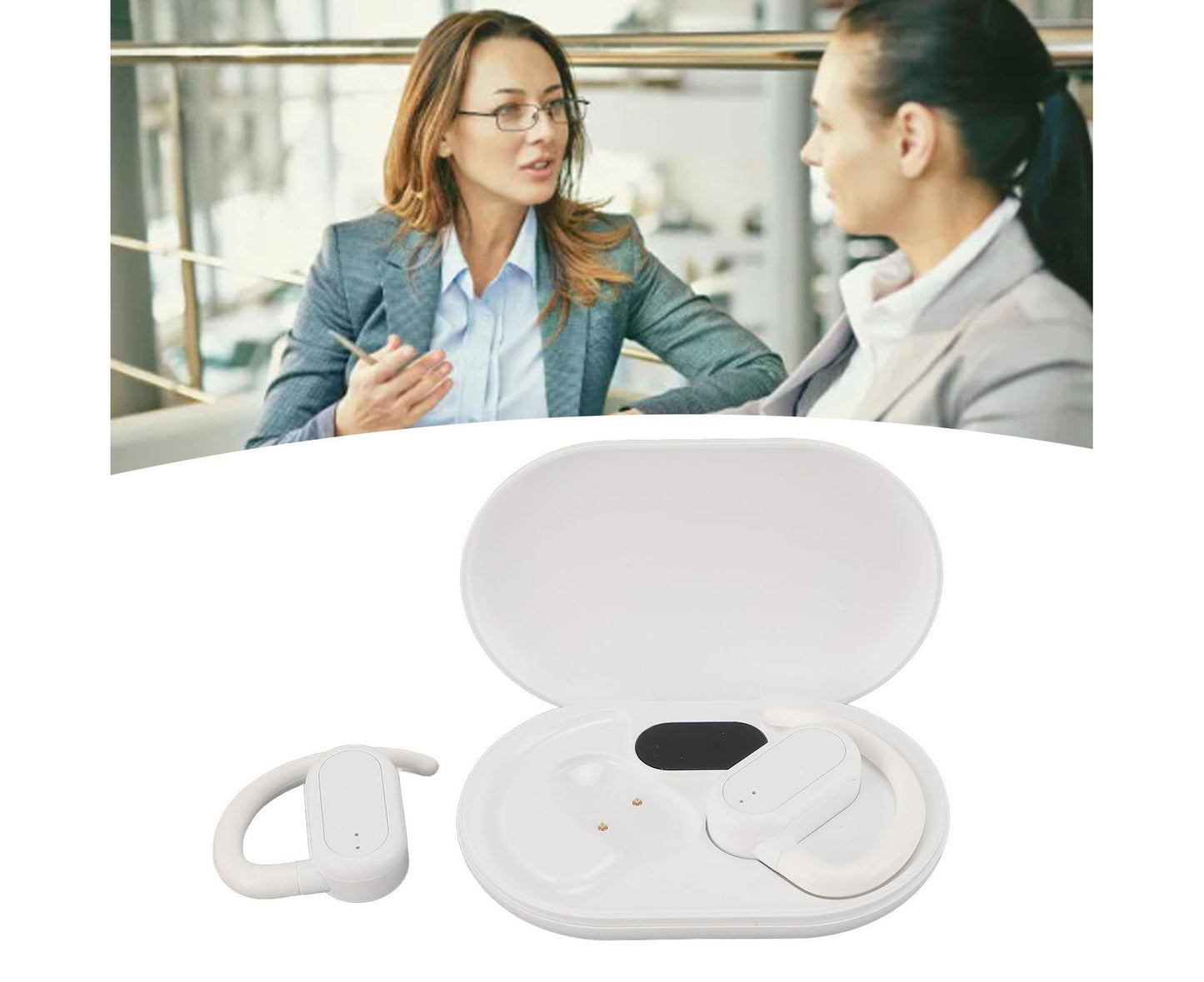 Miniature Translation Earbuds 144 Languages Bluetooth 5.4 Online Real Time Translator Ear Headset for Music and Calling IOS Android White