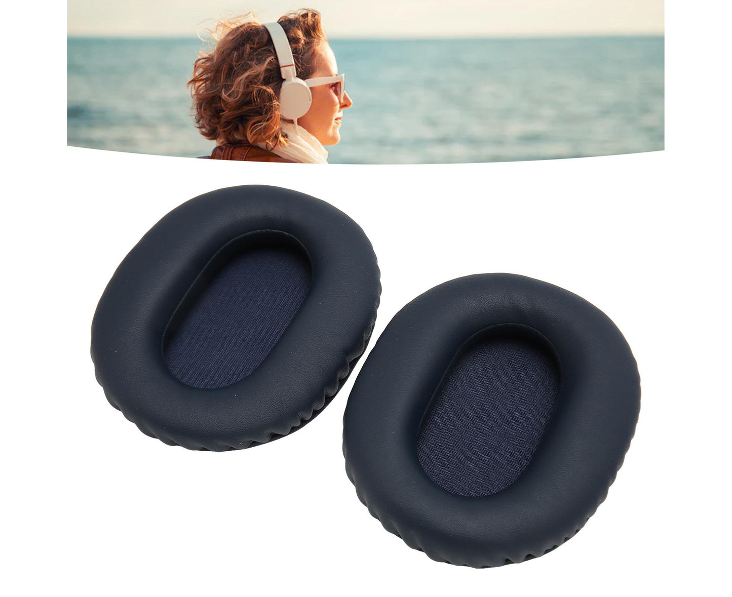 2pcs Ear Cushions Replacement Soft Protein Leather Noise Isolation Foam Thickened Pads for WH CH710N CH720N XB900N Blue