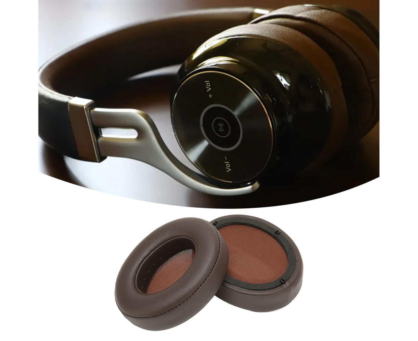 Replacement Ear Cushion Protein Leather Wearproof Headphone Pads for Edifier W855BT Brown