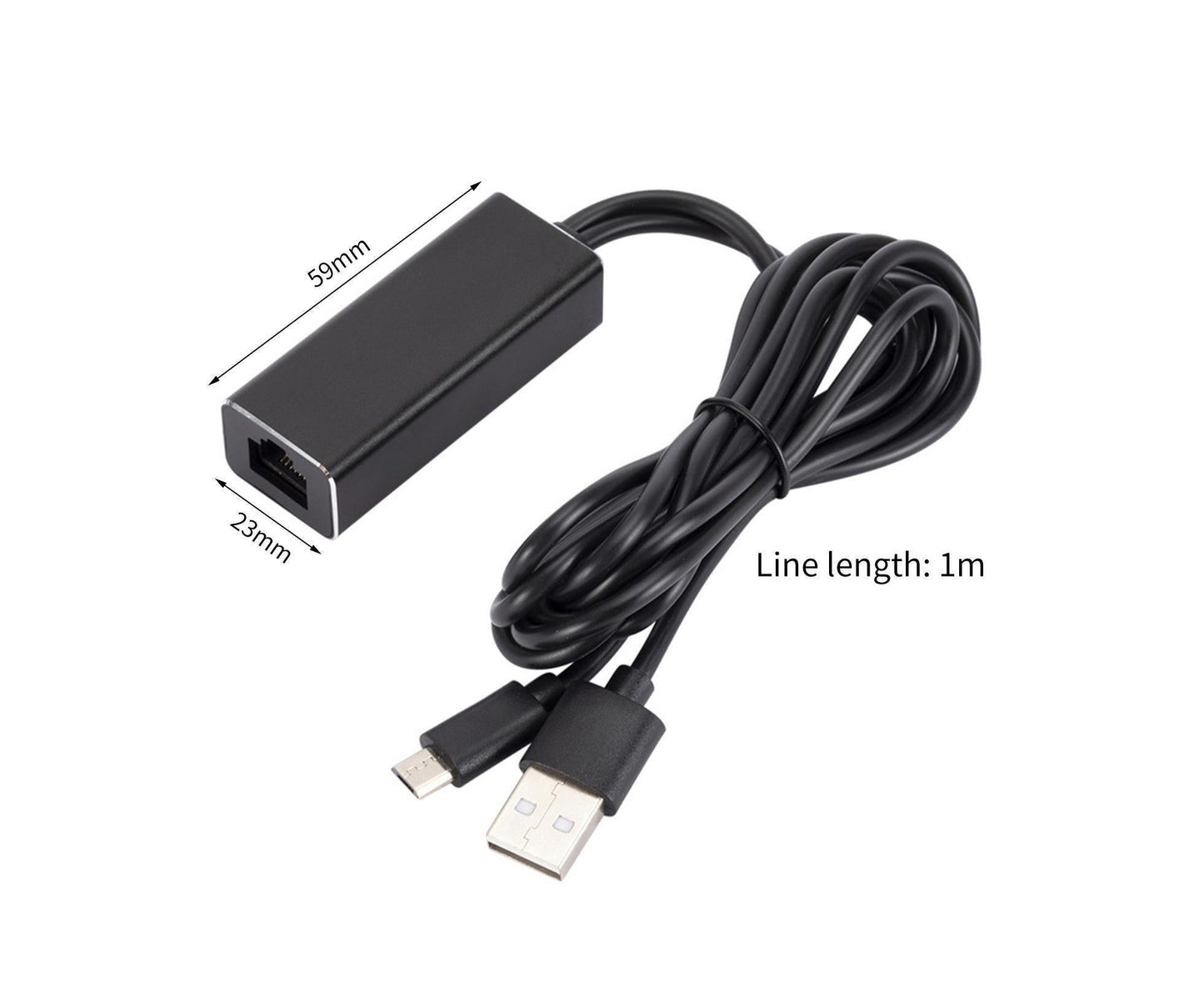 Wired Network Card High-speed Anti-interference Plug Play Micro USB2.0 10/100Mbps External WiFi Network Card for Desktop - Black