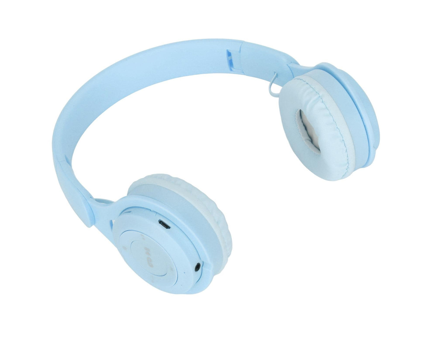 Y08 babies Headphone Macaron Stylish Stereo Sound Foldable Plug in Card Bluetooth Over Ear Headphones Blue