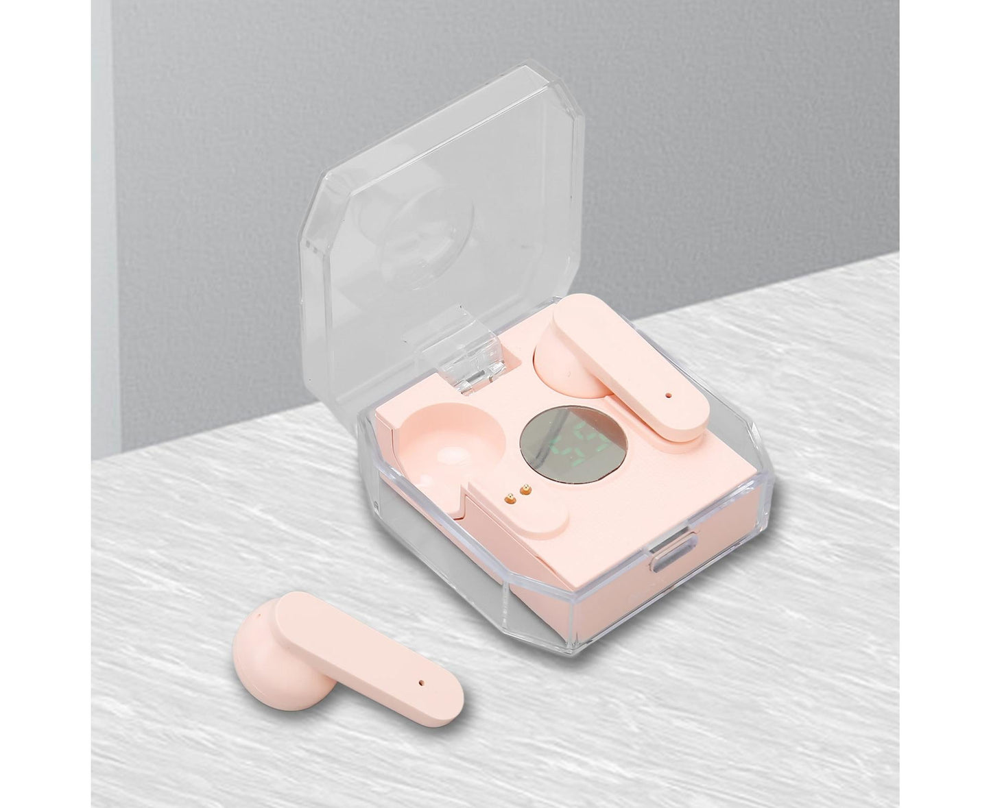 Smart Voice Translator Earbuds Support 144 Languages Online Translation Power Display Translating Headset for Traveling Pink