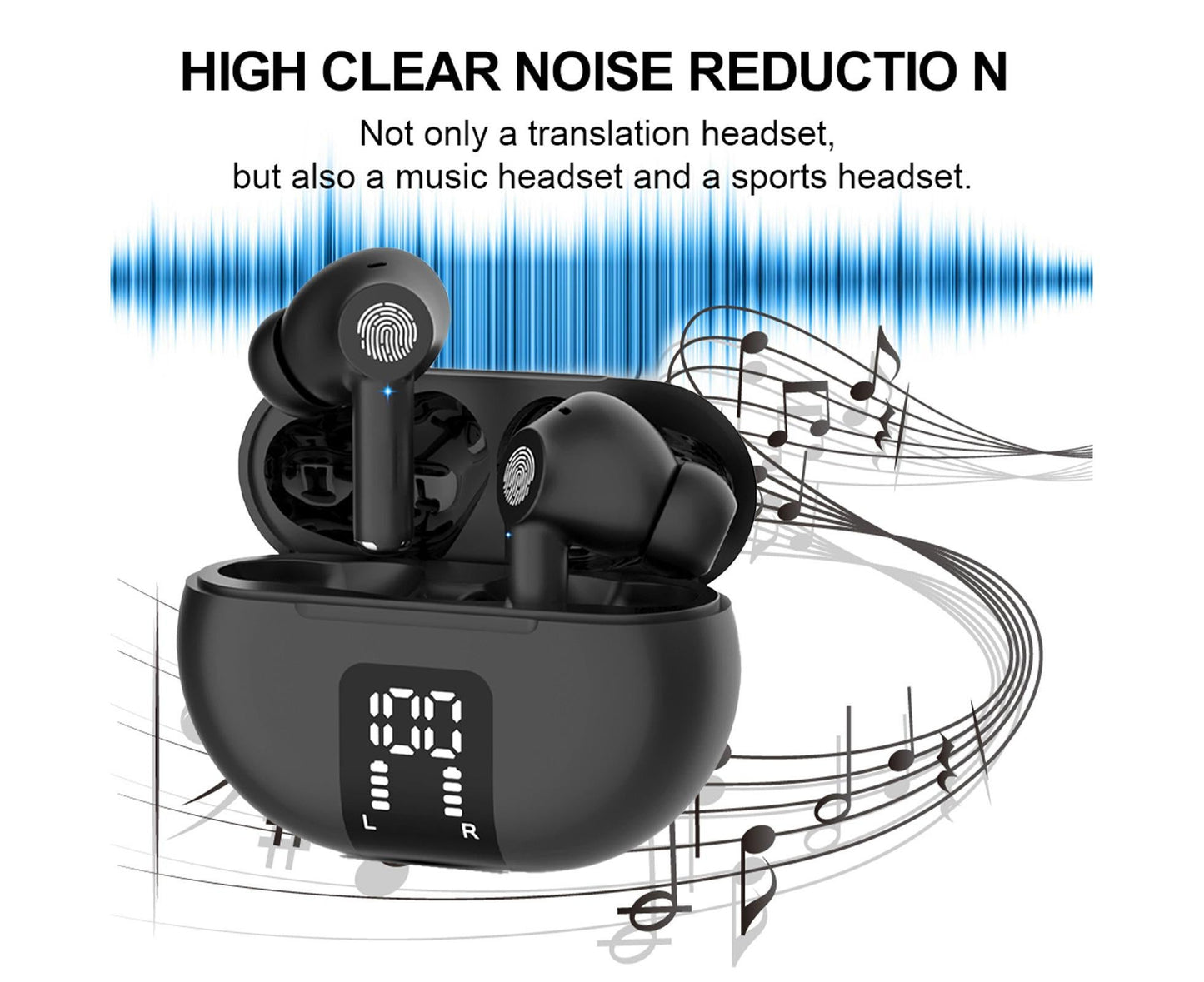 Translator Earbuds Real-Time Language Headphones with BT Connectivity Translation in Over 100 Languages Standby Time Approx Hours