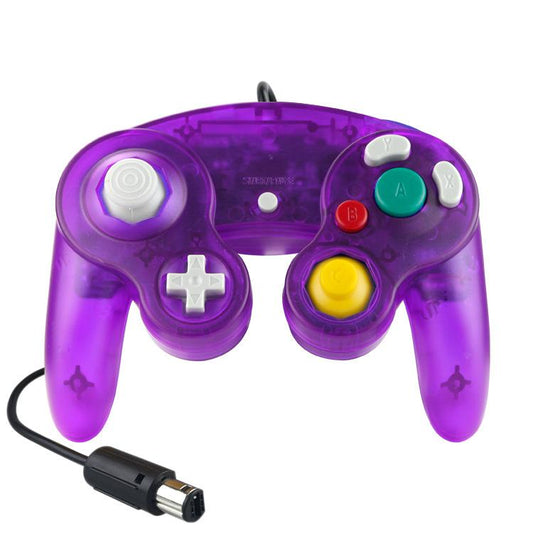 Wired Game Controller for NGC Console - Classic Design,Compatible with GameCube,Vibration Feature - Transparent Purple