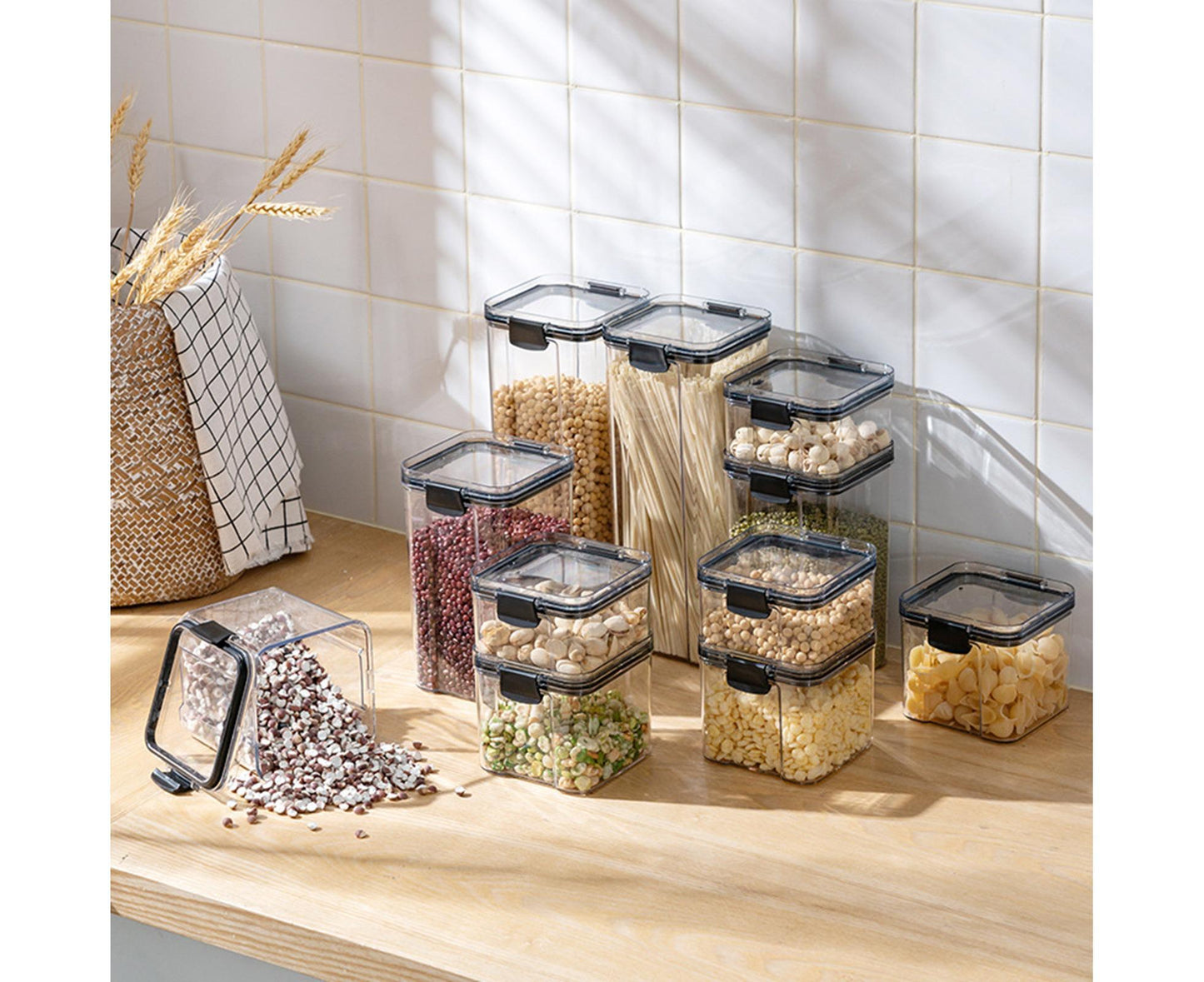 Clear Food Storage Box Container Moisture Proof Grain Bottle Jar Kitchen Supply-2